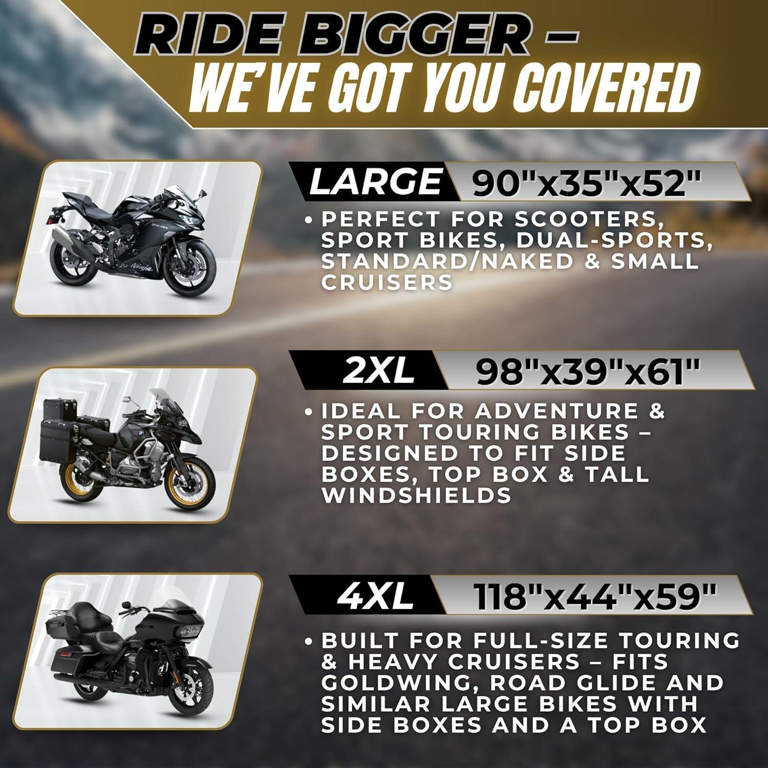 Cubierta de Motocicleta MotoTarp 2XL 100% Impermeable Negra