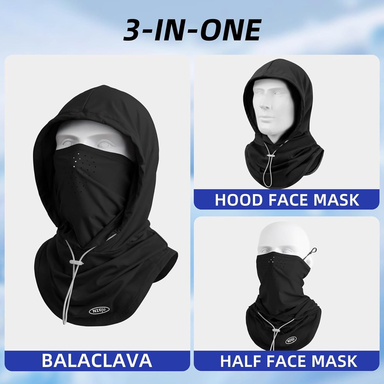 Máscara Balaclava UV 50+ Negra Grande Unisex para Ciclismo