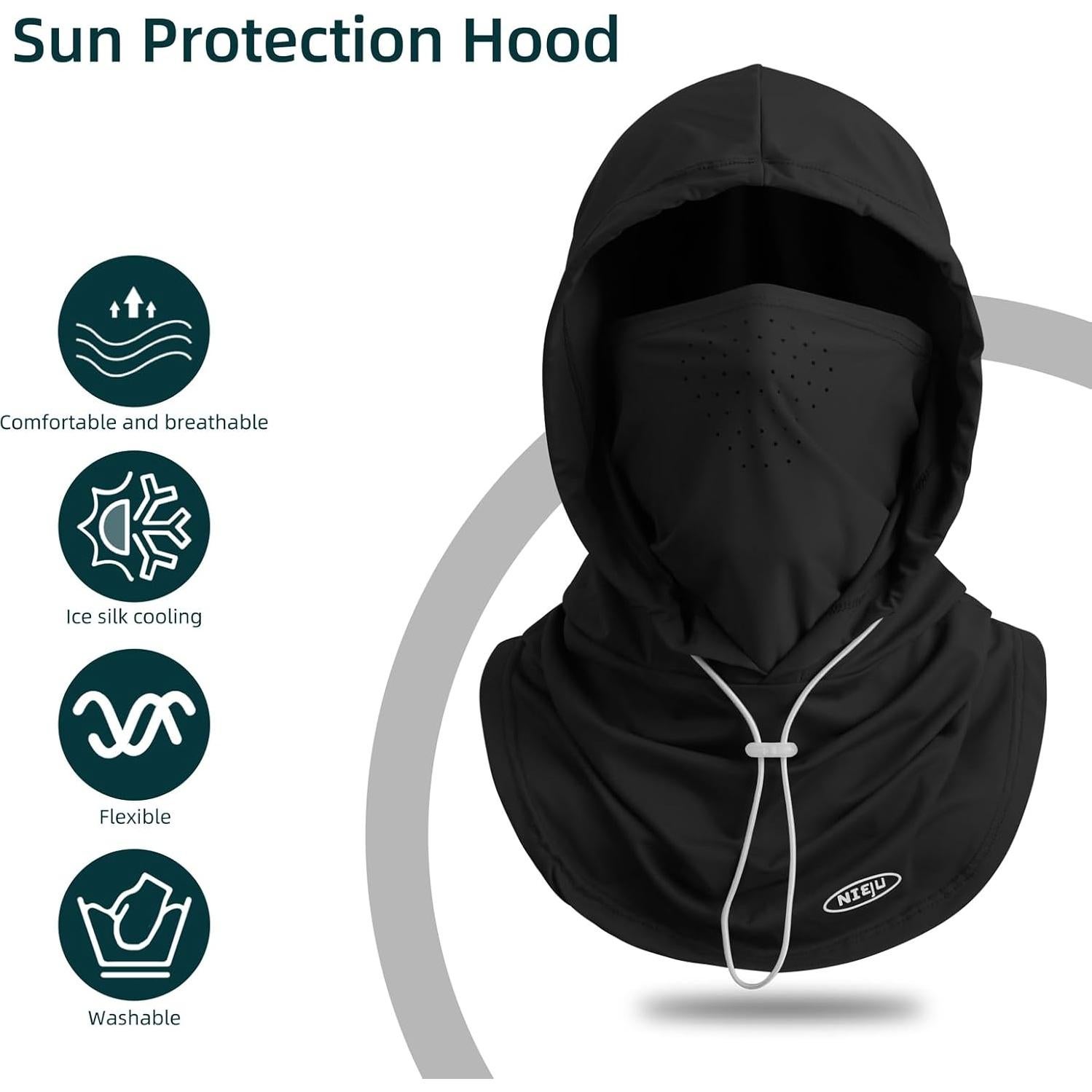 Máscara Balaclava UV 50+ Negra Grande Unisex para Ciclismo
