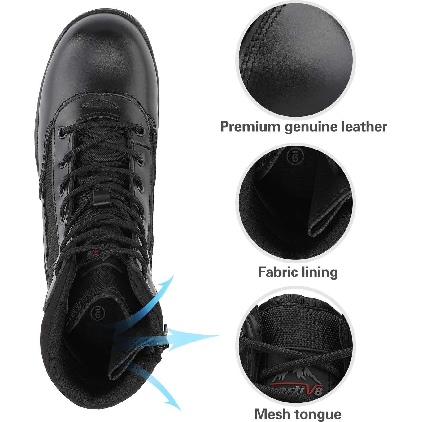 Botas Tácticas NORTIV 8 para Hombre con Cremallera Lateral 20 cm