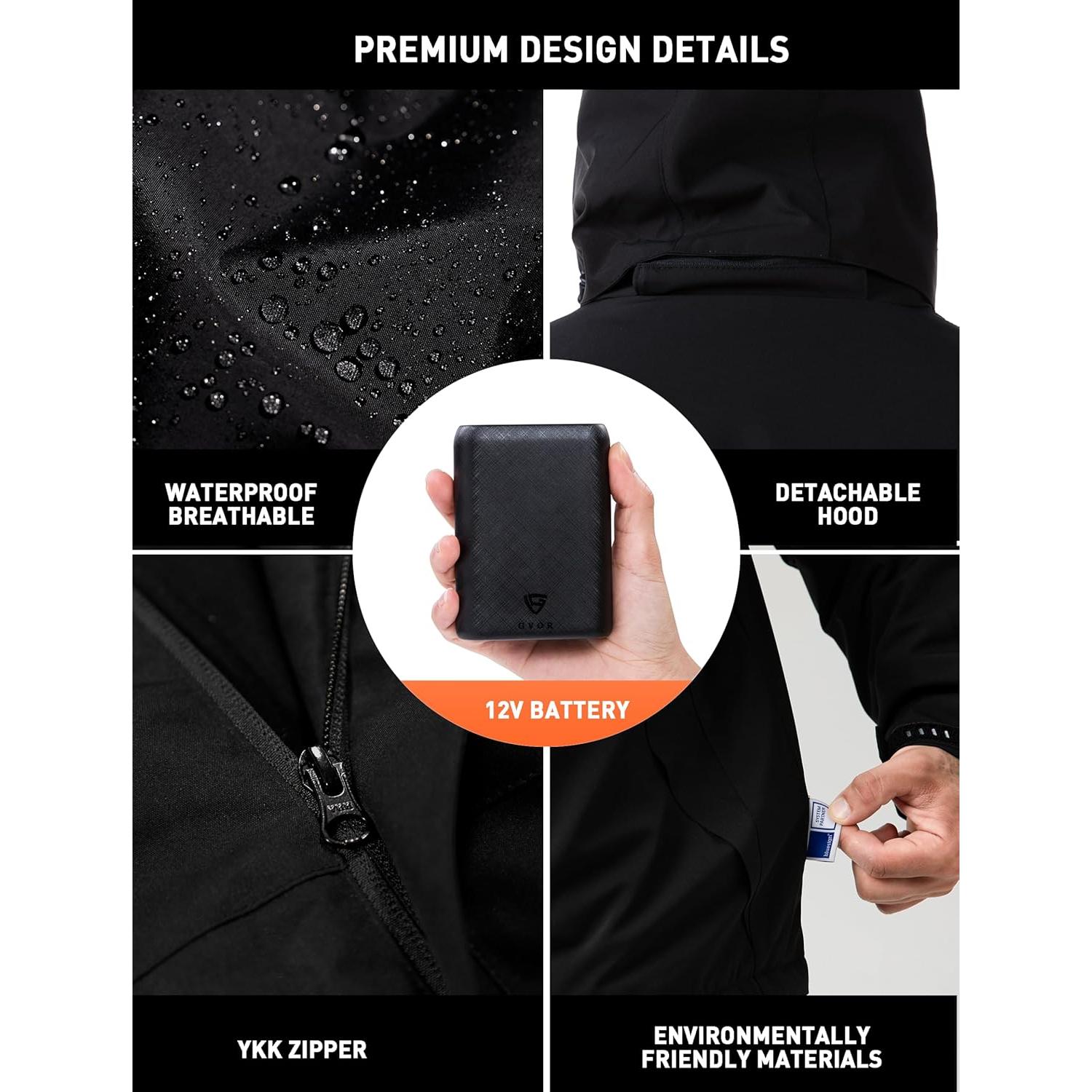 Chaqueta Calefaccionada para Hombre GVOR 12V con Capucha