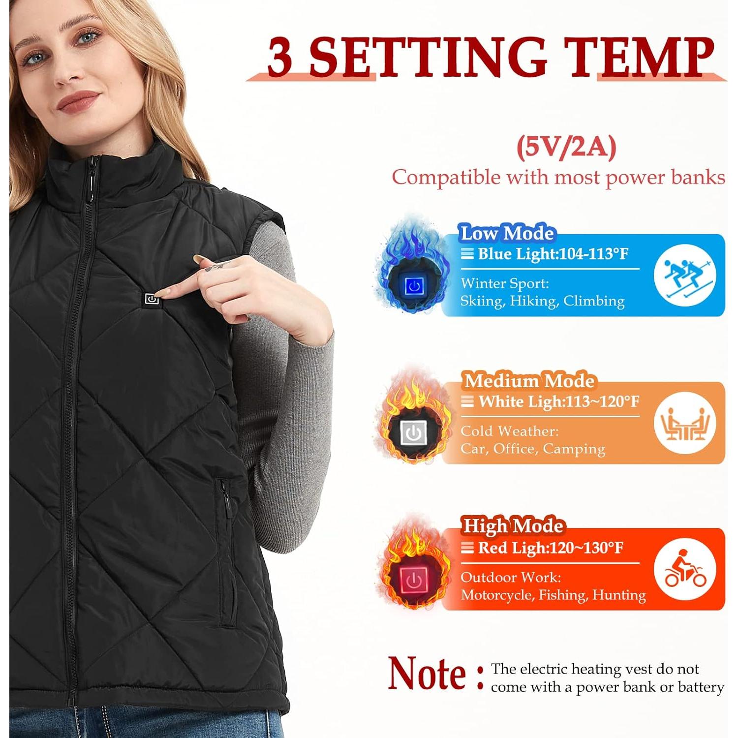 Chaleco Térmico FERNIDA USB 8 Zonas Calentamiento Invierno