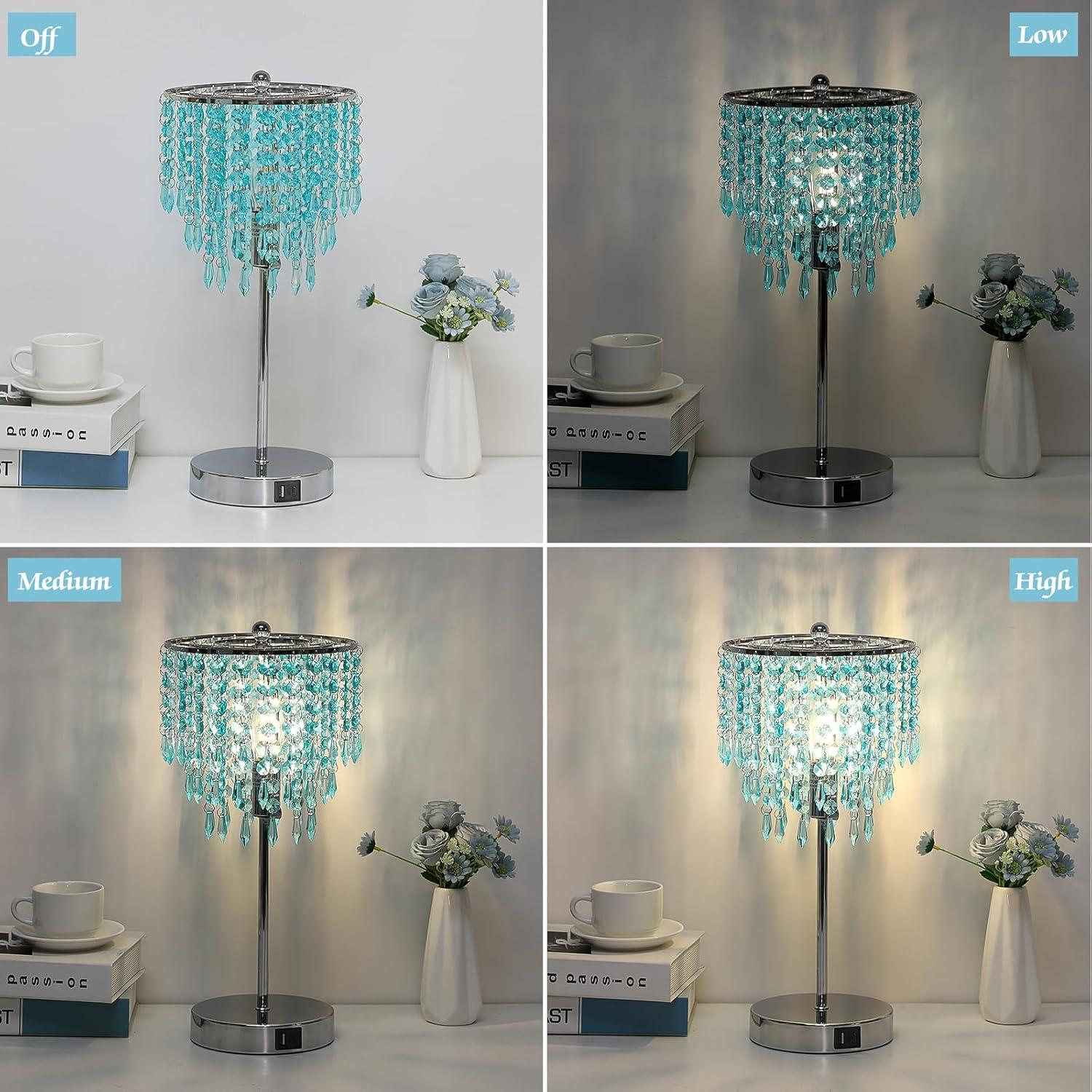 Lámpara de Mesa LED Pueblo Costero Verde Claro con USB