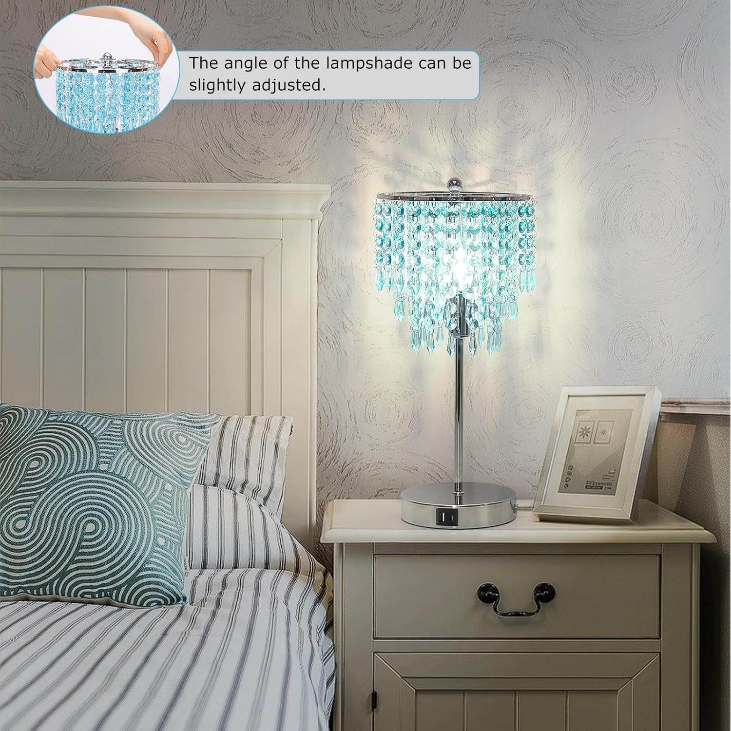 Lámpara de Mesa LED Pueblo Costero Verde Claro con USB