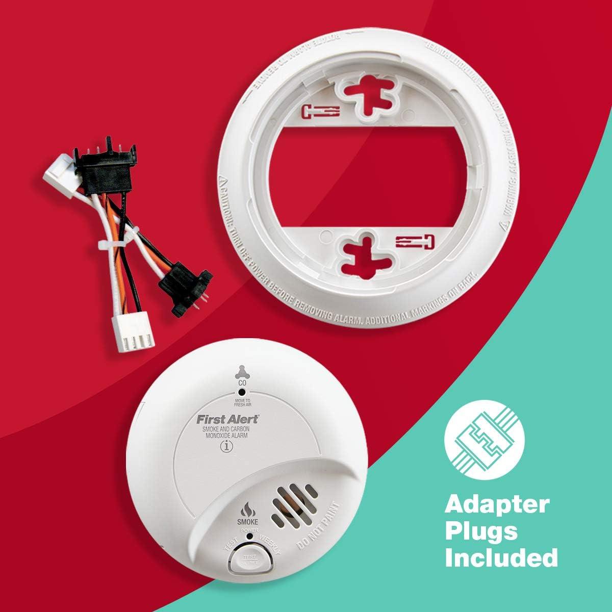 FIRST ALERT SC9120B Corded Electric Combination Alarm with Adapter Plugs for Easy Replacement