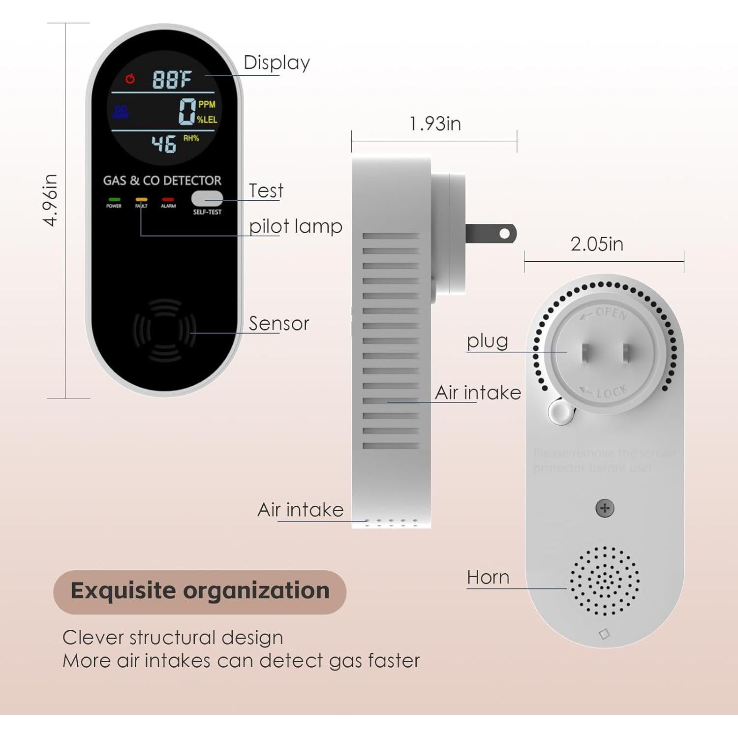 Detector de Gas Natural y Monóxido XLA Alert KH158 4 en 1