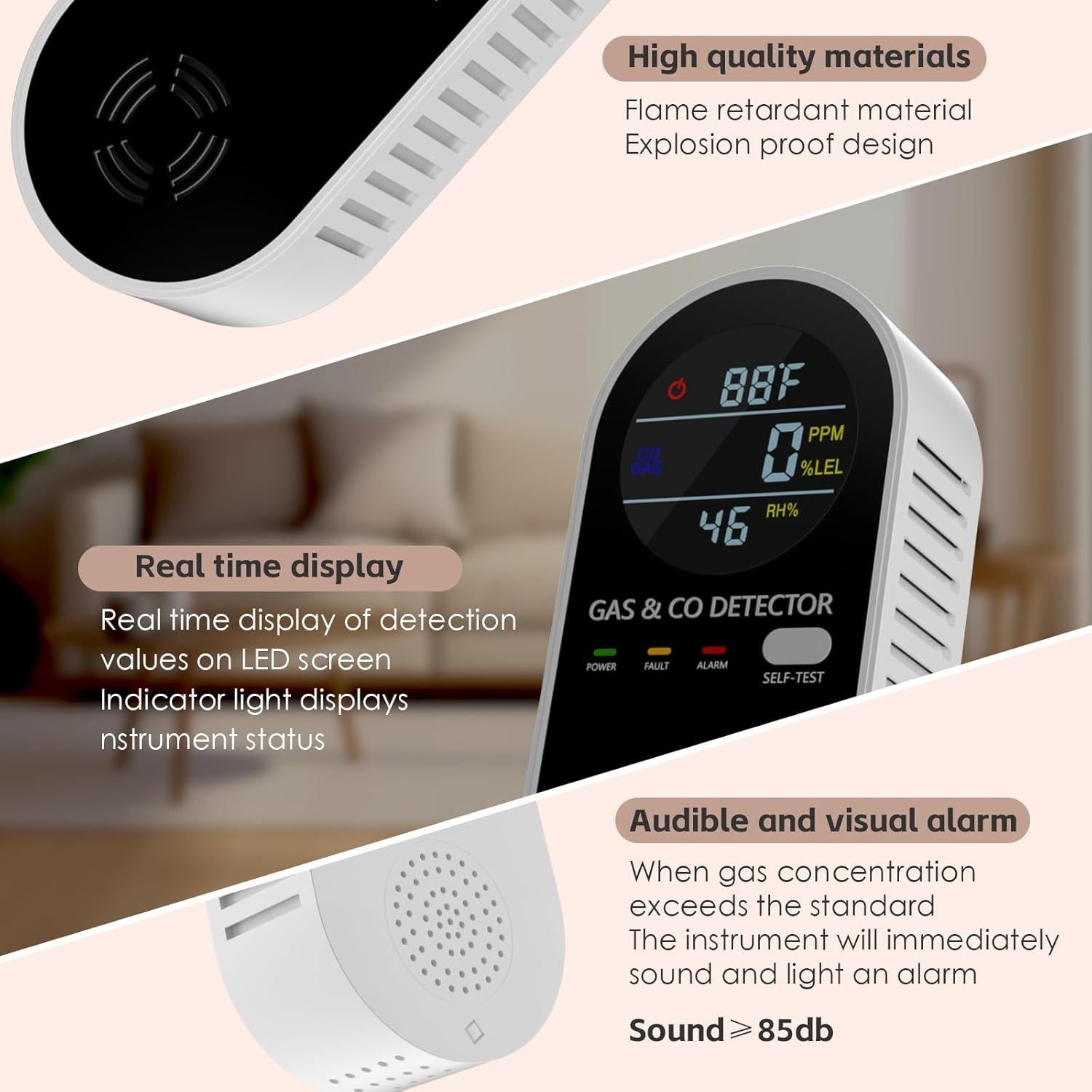 Detector de Gas Natural y Monóxido XLA Alert KH158 4 en 1