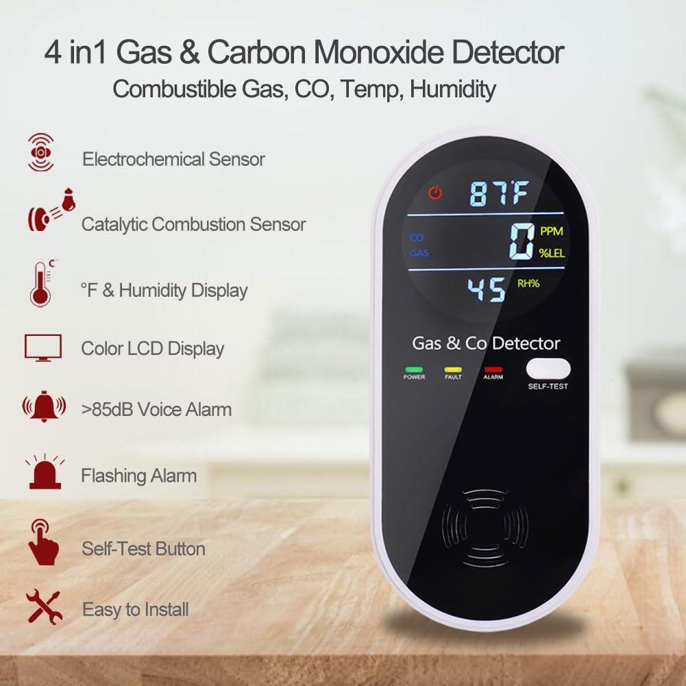 Detector de Gas y Monóxido WESHLGD 4 en 1 Enchufable