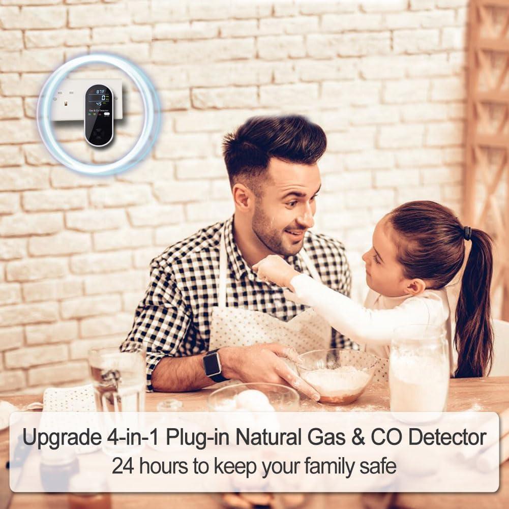 Detector de Gas y Monóxido WESHLGD 4 en 1 Enchufable