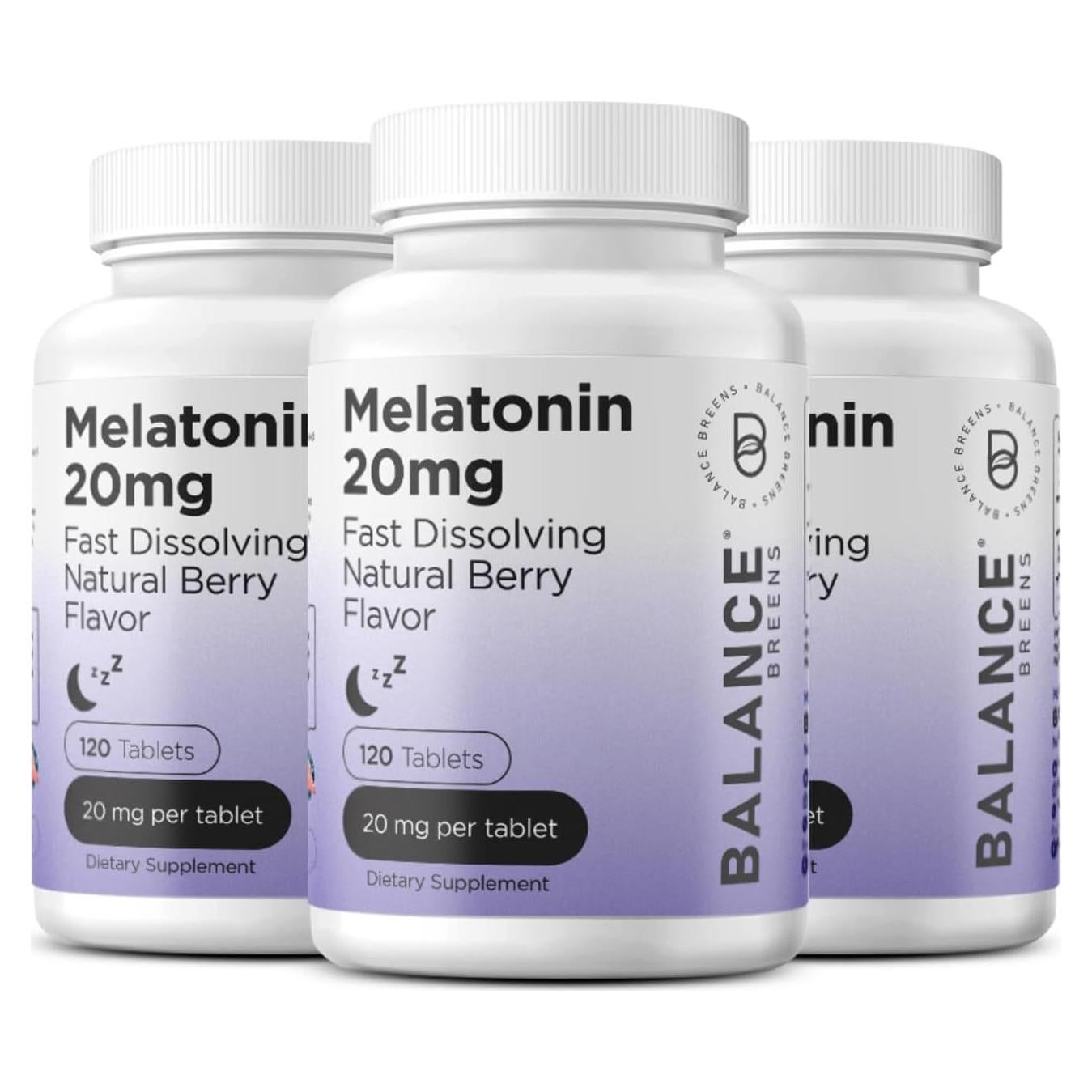 Melatonina 20mg Balance Breens - 120 Tabletas Rápidas para Dormir