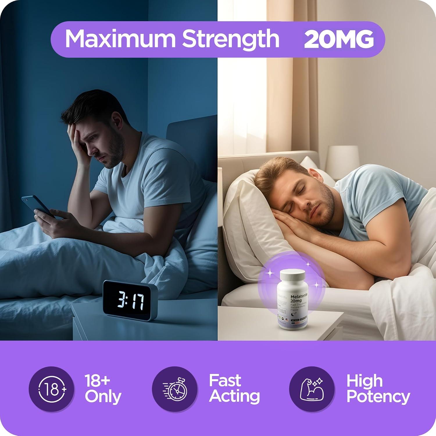 Melatonina 20mg Balance Breens - 120 Tabletas Rápidas para Dormir