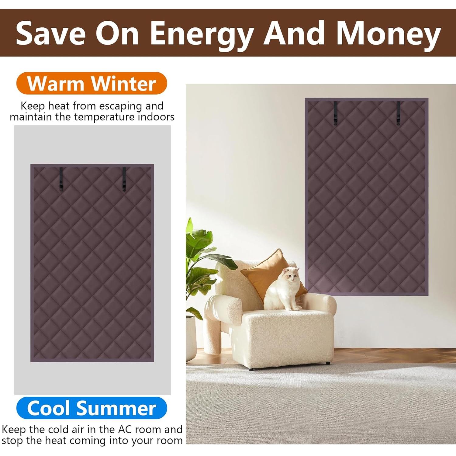 Cortina Aislante de Invierno Nkiy Quen 160x99 cm Rojo Marrón