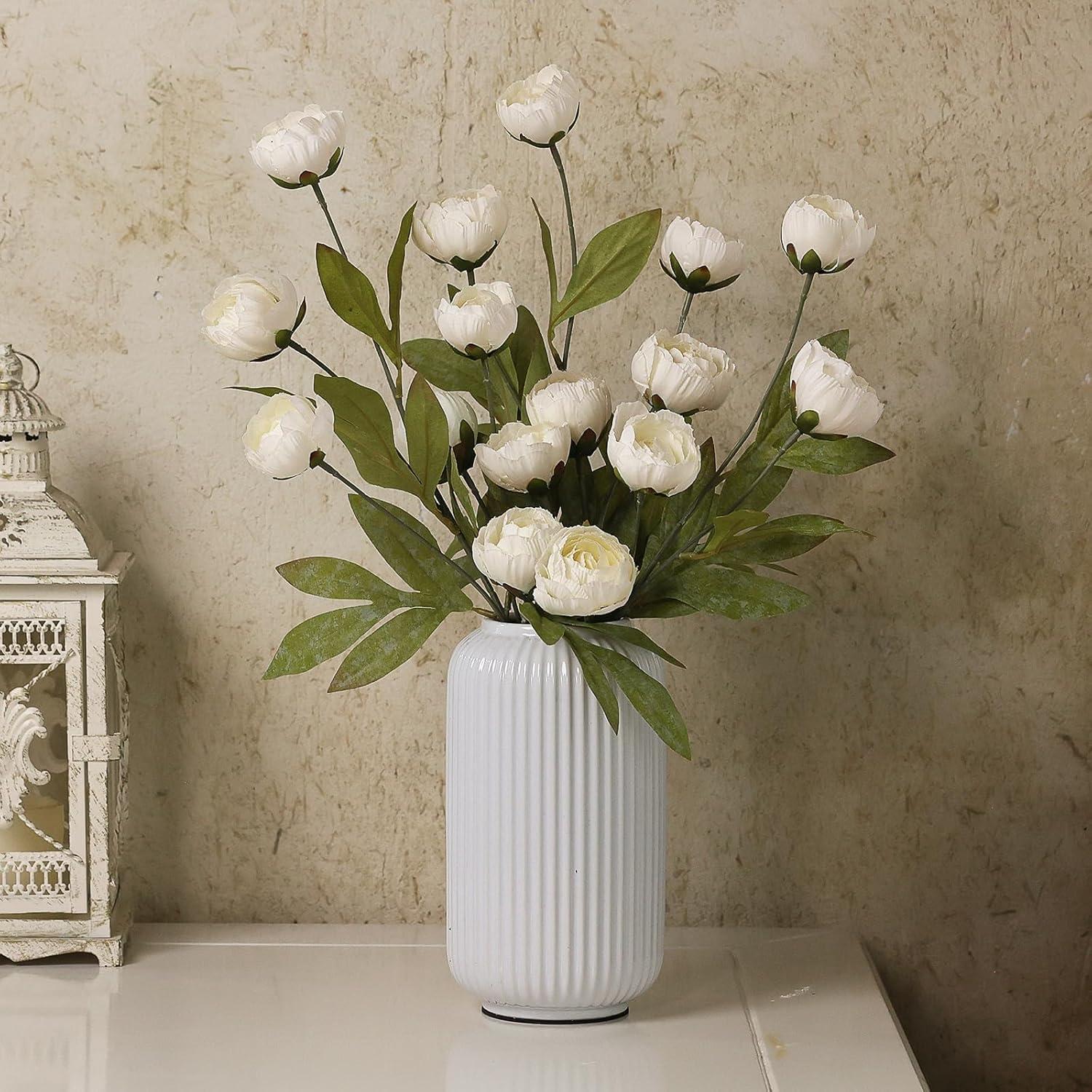 6 Ramas de Peonía Artificial VIERENA 68 cm Seda Crema