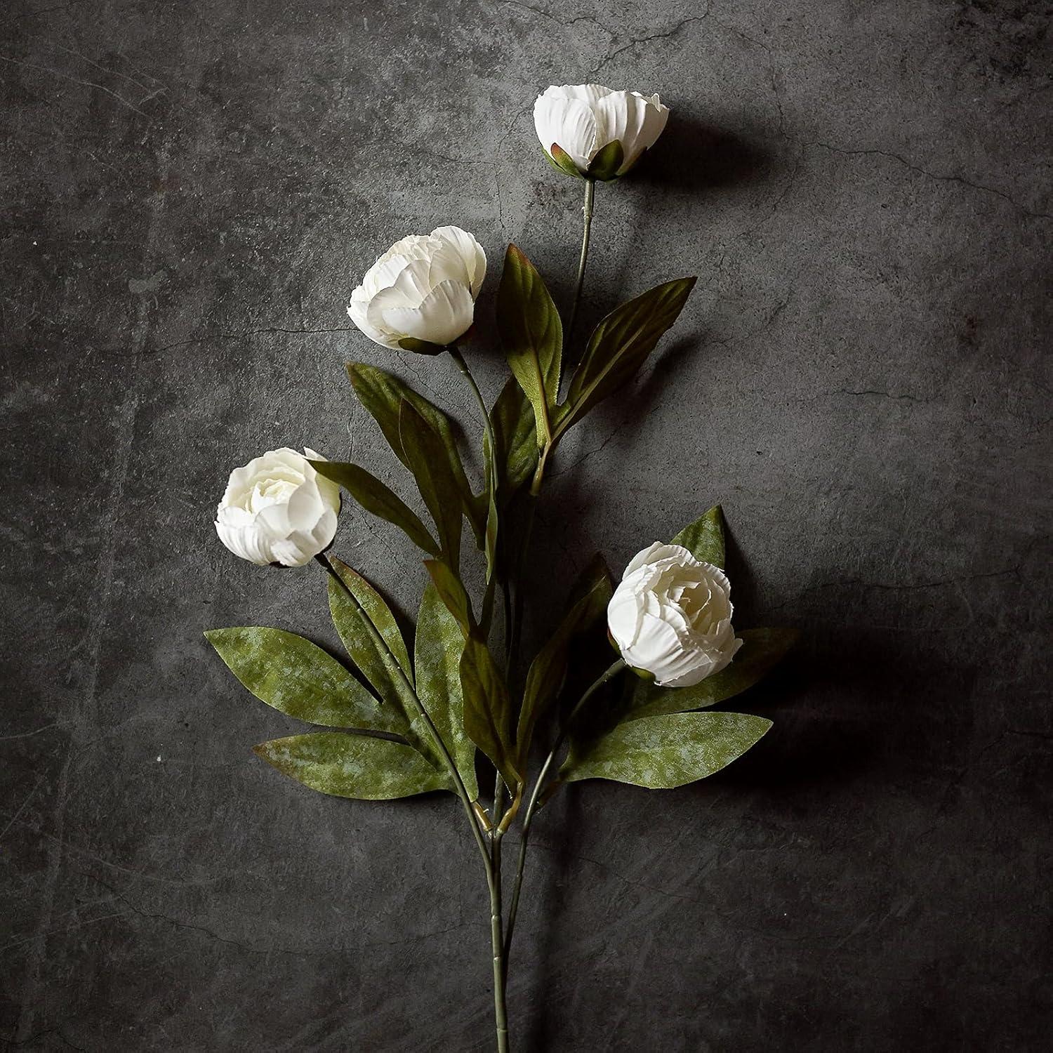 6 Ramas de Peonía Artificial VIERENA 68 cm Seda Crema