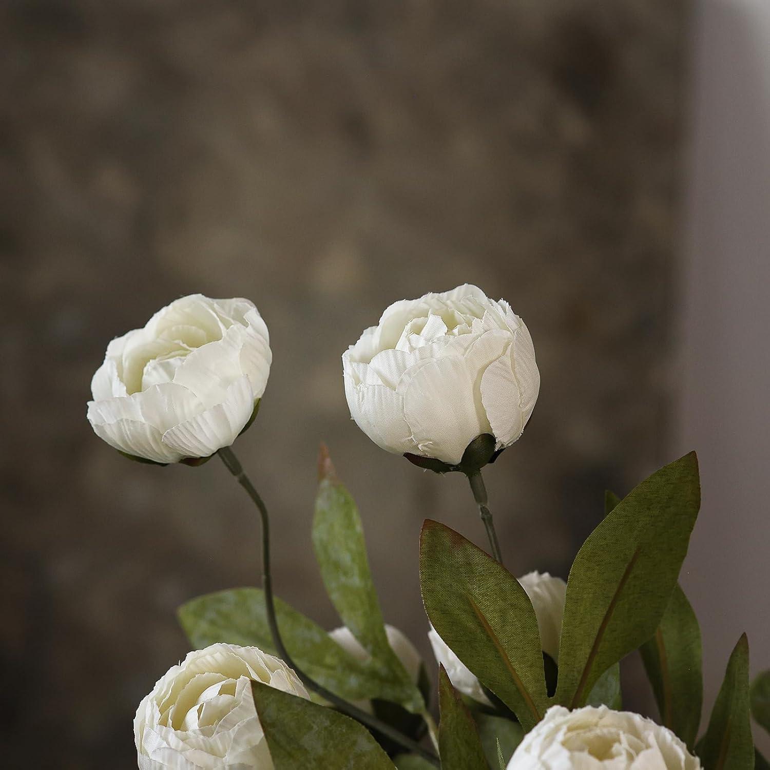 6 Ramas de Peonía Artificial VIERENA 68 cm Seda Crema