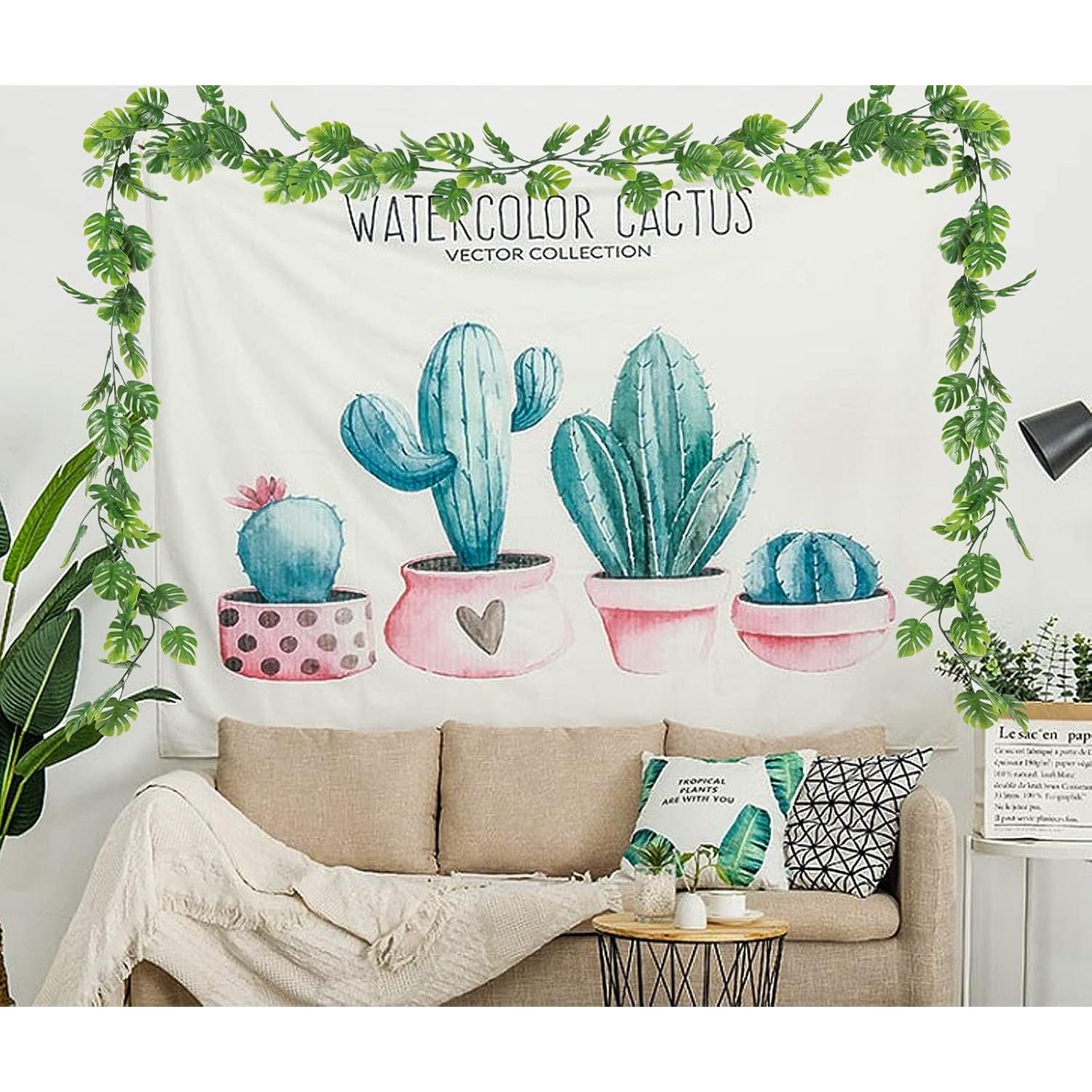 Hojas Artificiales de Monstera Vines 2Pcs 1.8m Verde Decoración