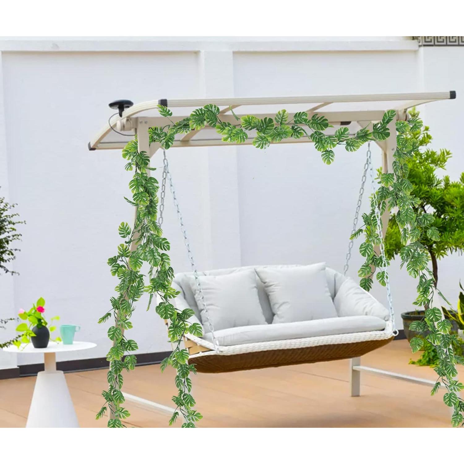 Hojas Artificiales de Monstera Vines 2Pcs 1.8m Verde Decoración