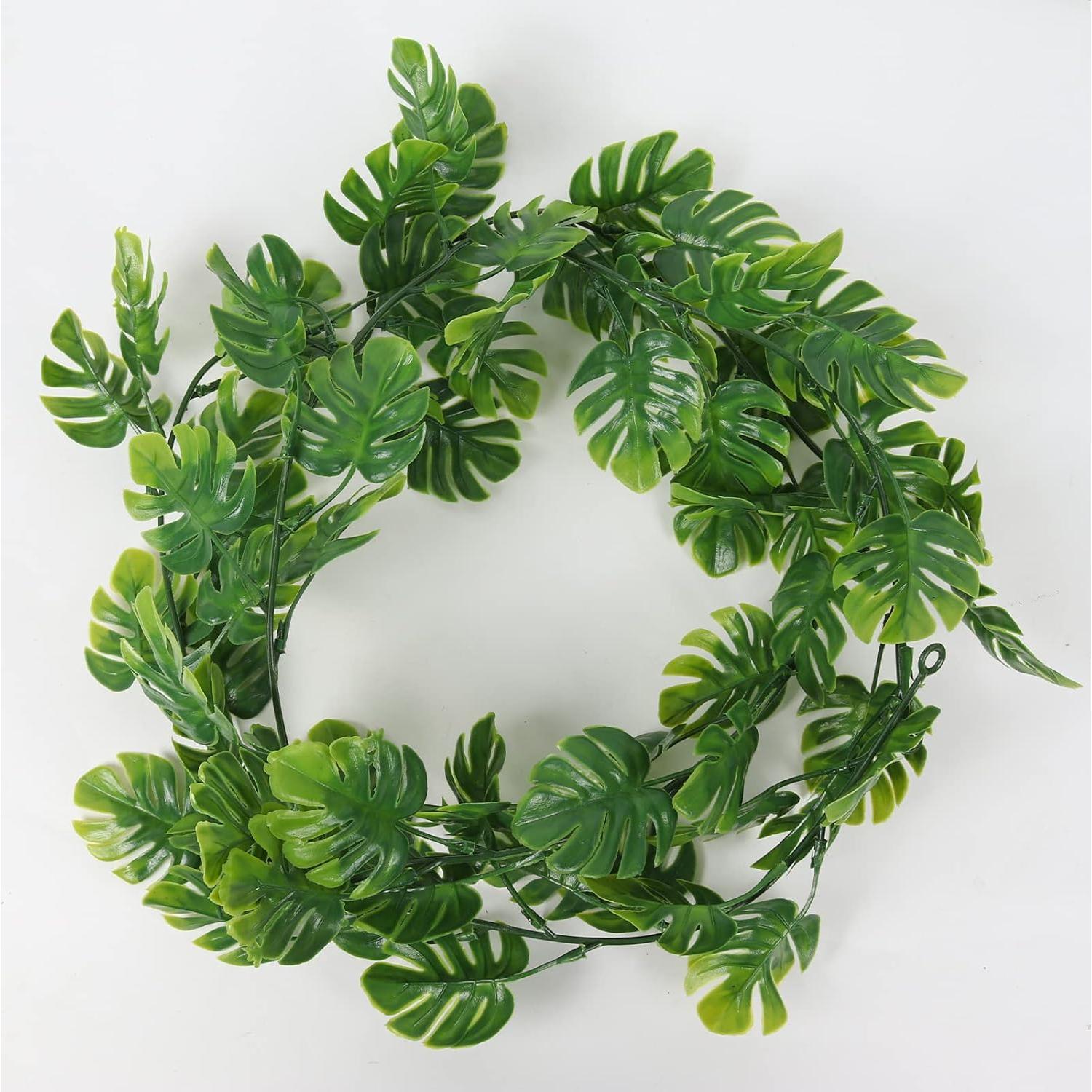 Hojas Artificiales de Monstera Vines 2Pcs 1.8m Verde Decoración