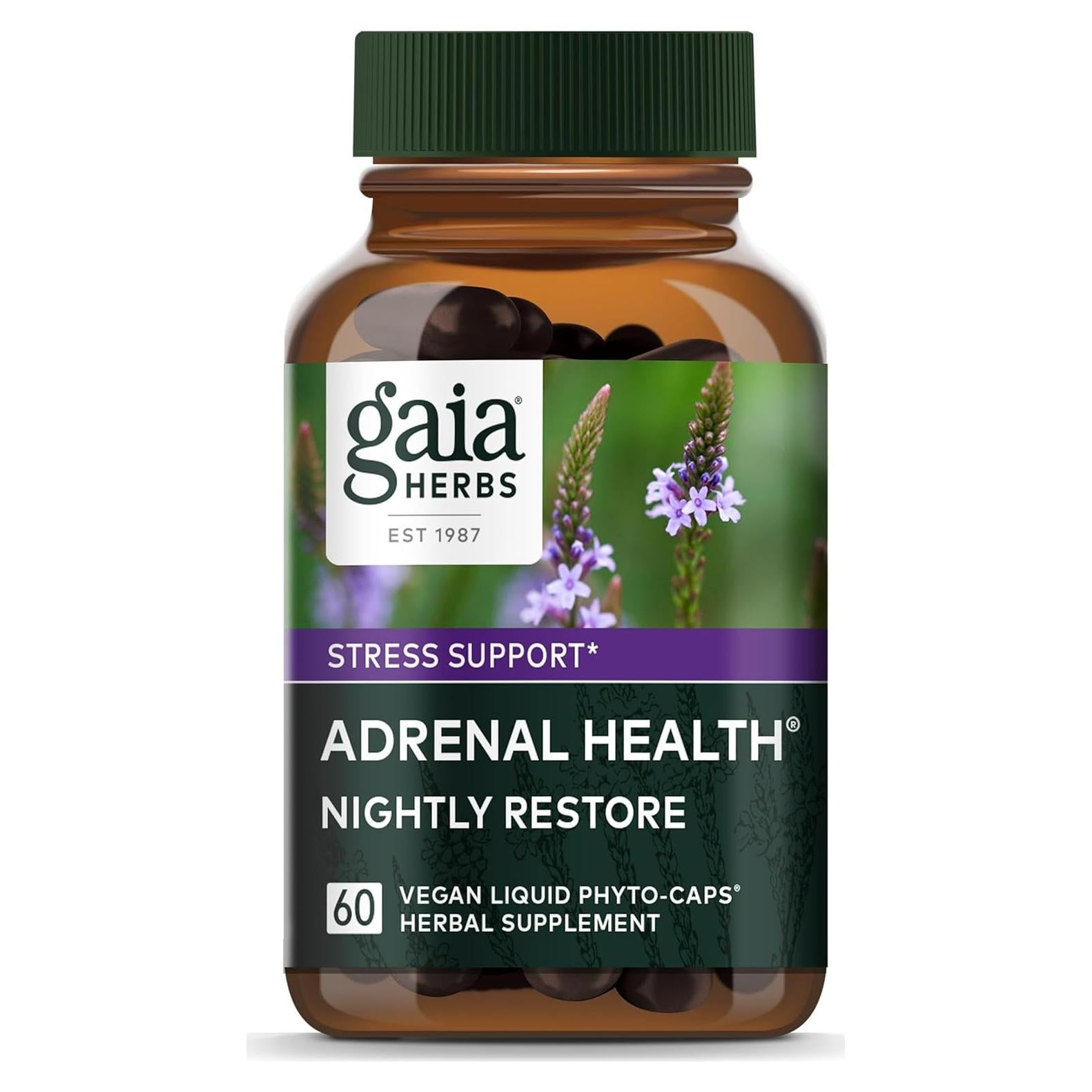 Suplemento Herbal Gaia Herbs Salud Adrenal Noche 60 Cápsulas