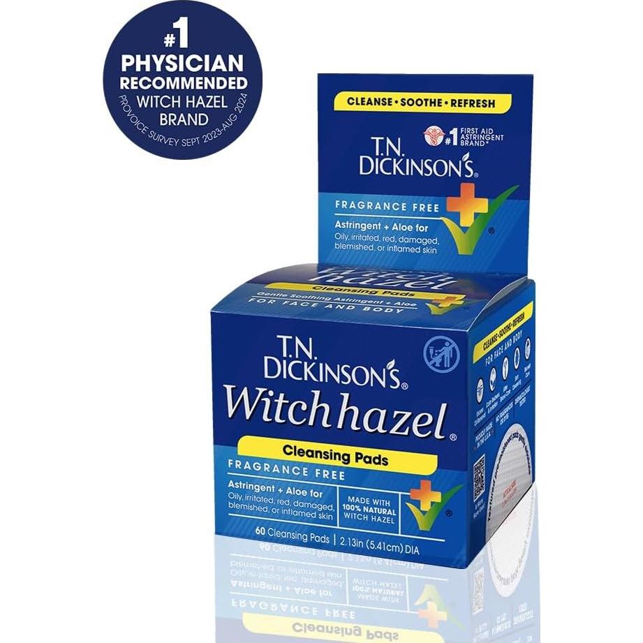 Toallitas Limpiadoras de Hamamelis T.N. Dickinson 60 Unidades