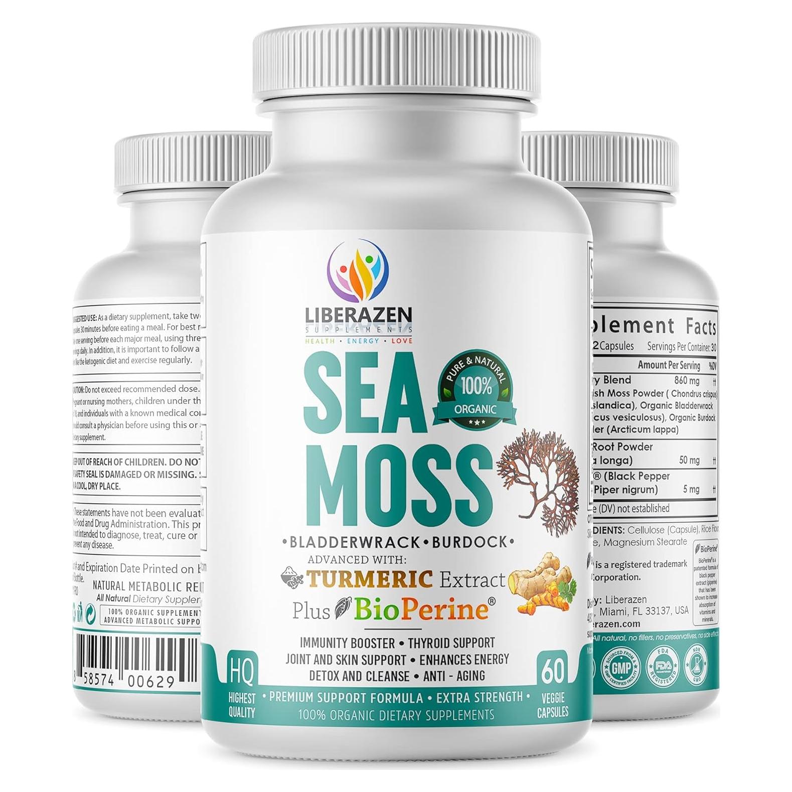 Píldoras de Musgo Marino Irlandés Orgánico Liberazen - 60 Cápsulas