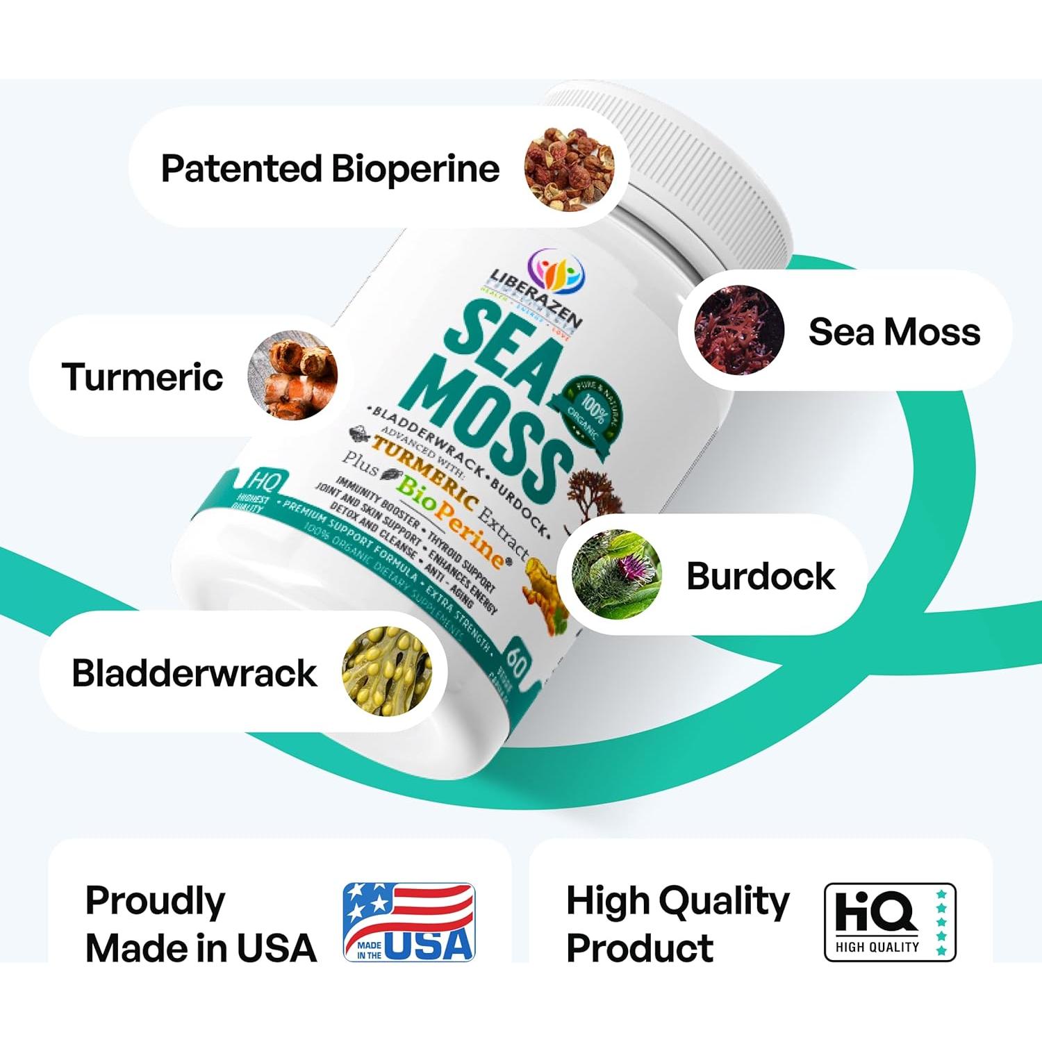 Píldoras de Musgo Marino Irlandés Orgánico Liberazen - 60 Cápsulas