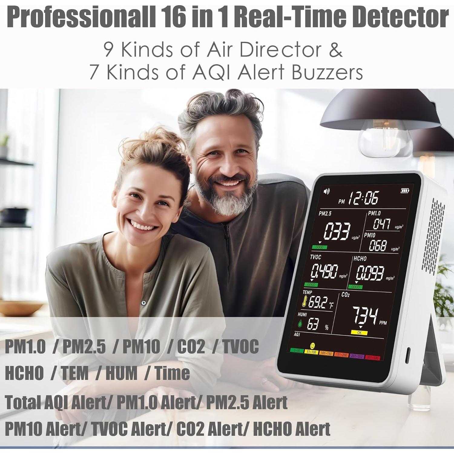 Monitor de Calidad del Aire AQItech AK16C Portátil 16 en 1