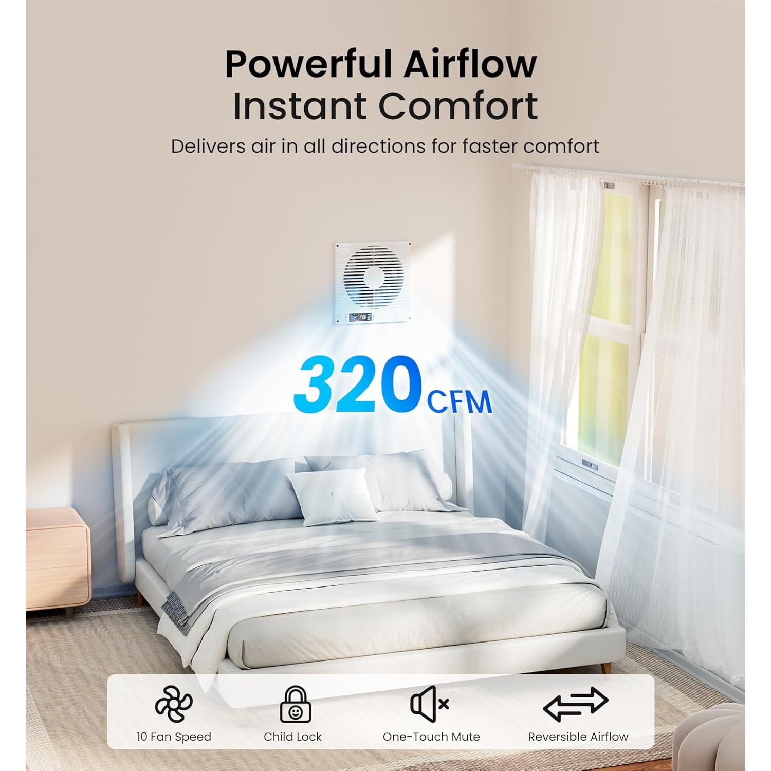 Ventilador de Pared KOVIET 8" con Control Remoto y 10 Velocidades