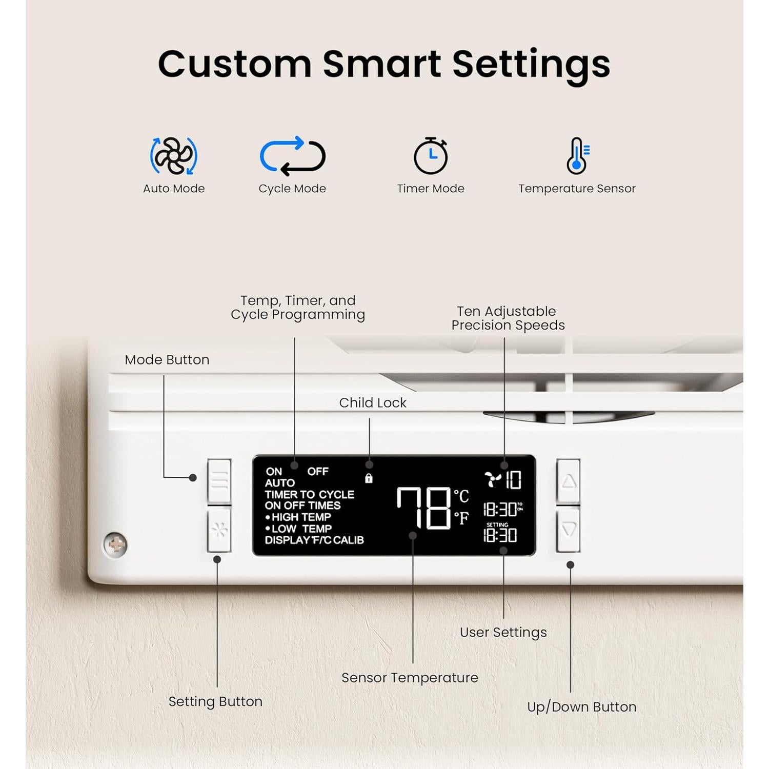 Ventilador de Pared KOVIET 8" con Control Remoto y 10 Velocidades
