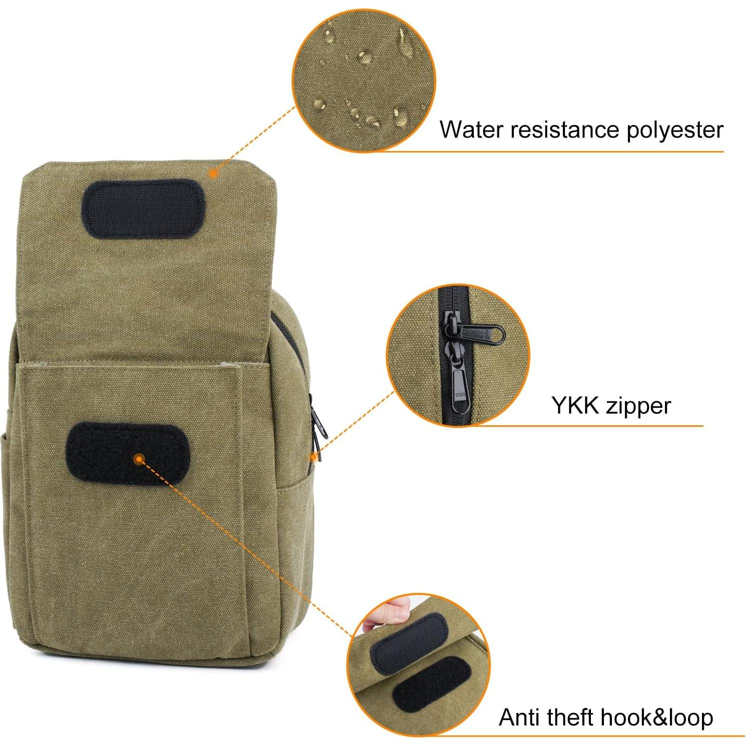 Bolsa de cámara TULLIO pequeña impermeable verde militar