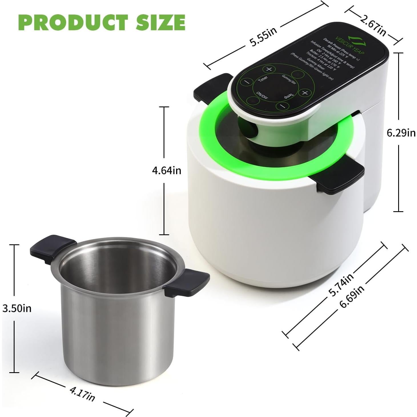 Máquina Descarboxiladora 3-en-1 Vesicur Yeap 2 Tazas Blanca