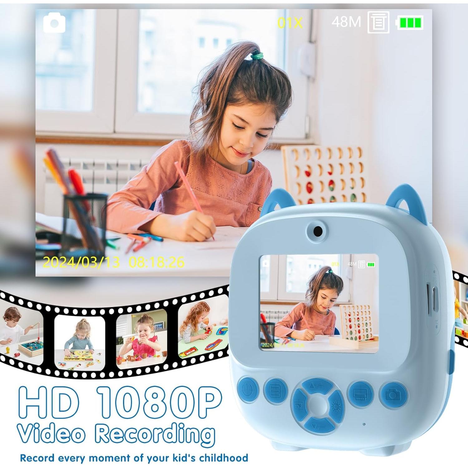 Cámara Instantánea Tosisot S5 para Niños 24MP Azul