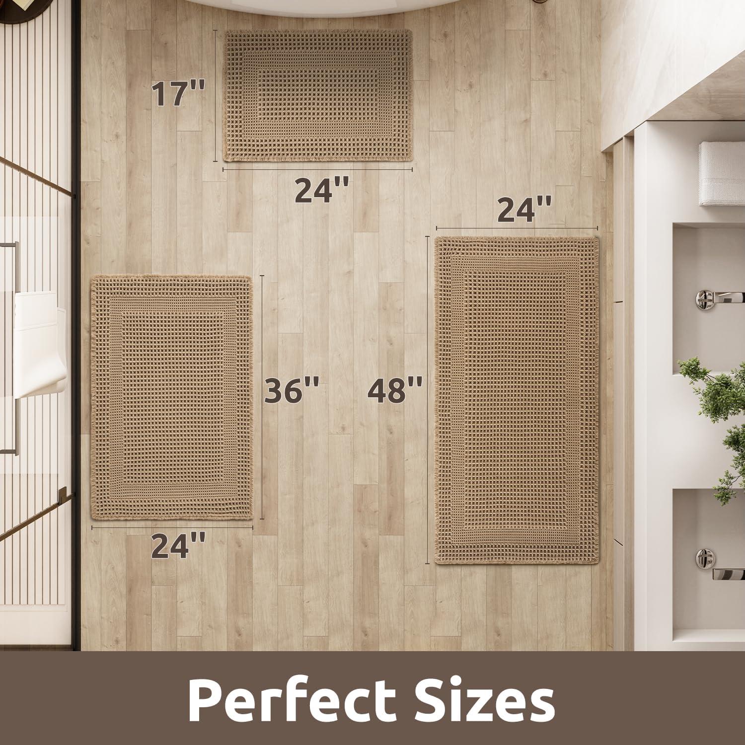 Alfombra de Baño Antideslizante AMOAMI 61x122cm Beige Boho