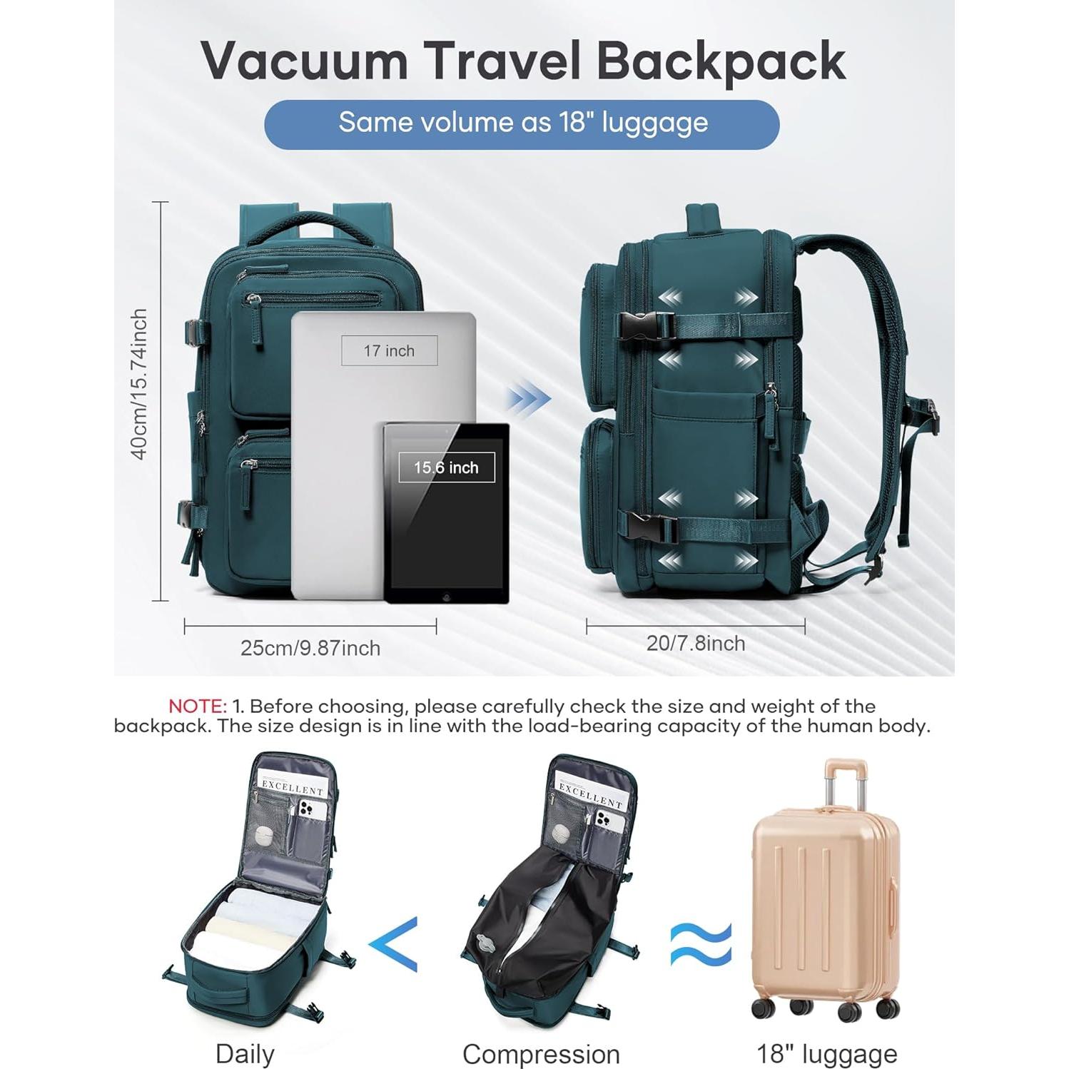 Mochila Vacpack Suradar 20L Azul Pavo Real con Compresión