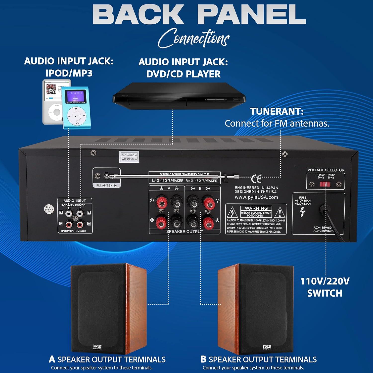 Amplificador Bluetooth Inalámbrico Pyle PT250BA 200W Estéreo