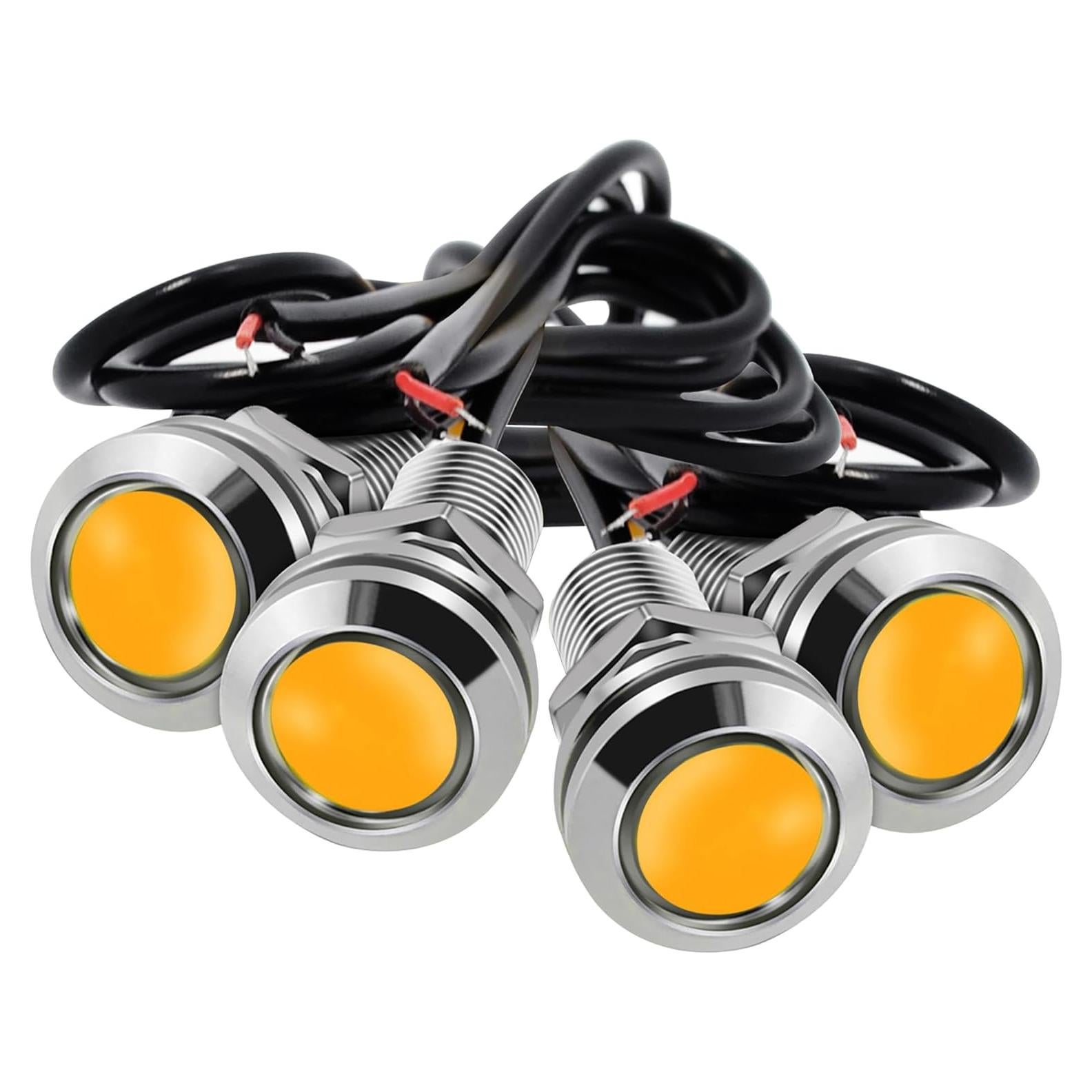 4 Bombillas LED 18mm JRQLOV Amarillo 12V Impermeables