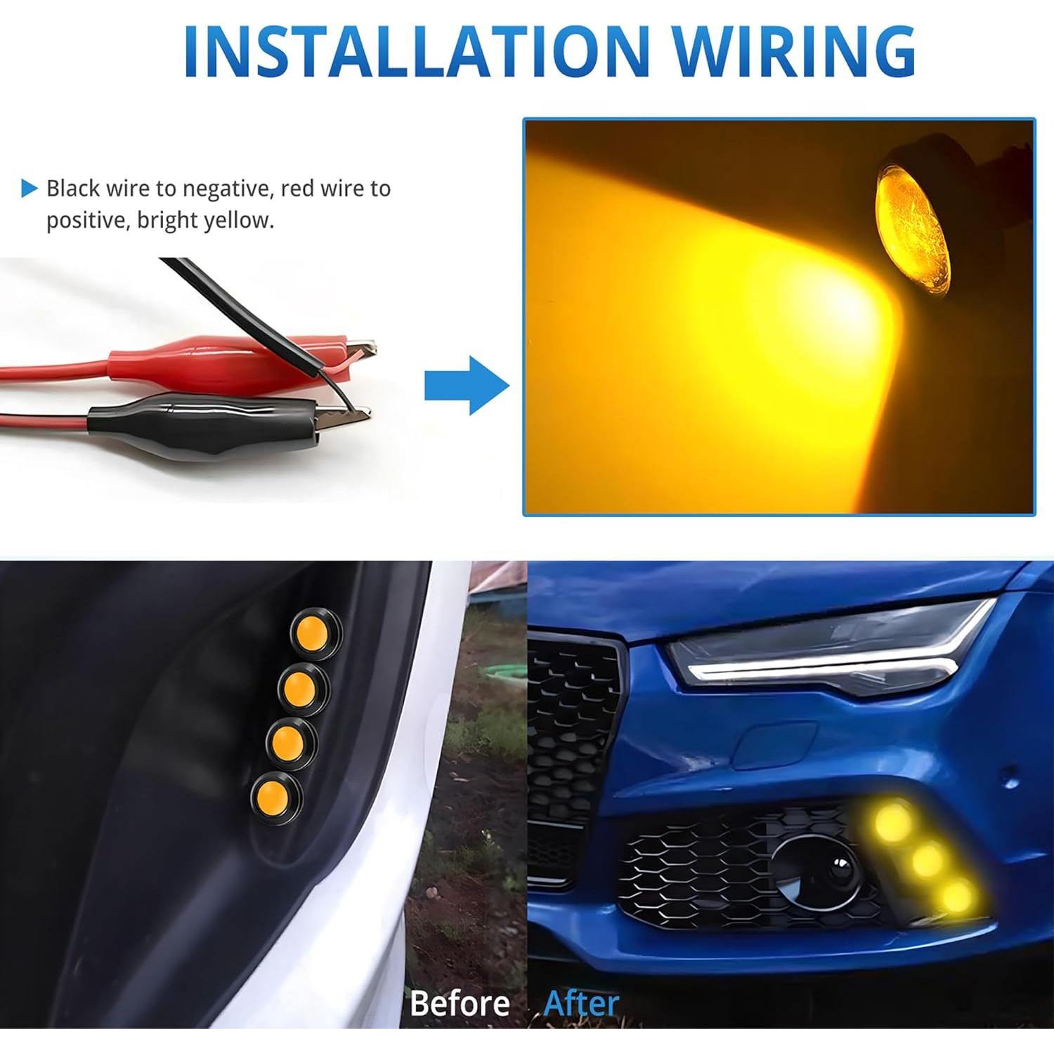 4 Bombillas LED 18mm JRQLOV Amarillo 12V Impermeables