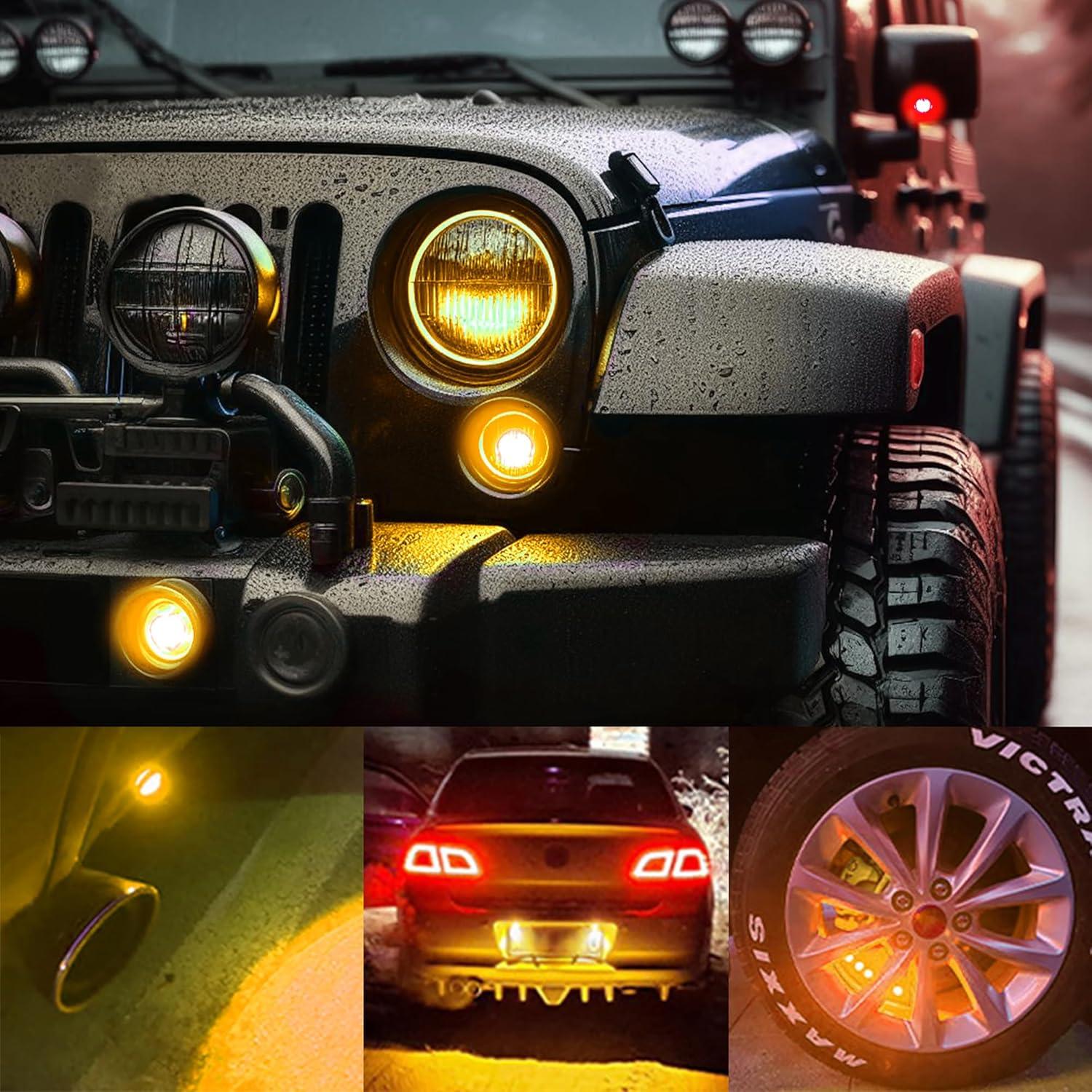 4 Bombillas LED 18mm JRQLOV Amarillo 12V Impermeables