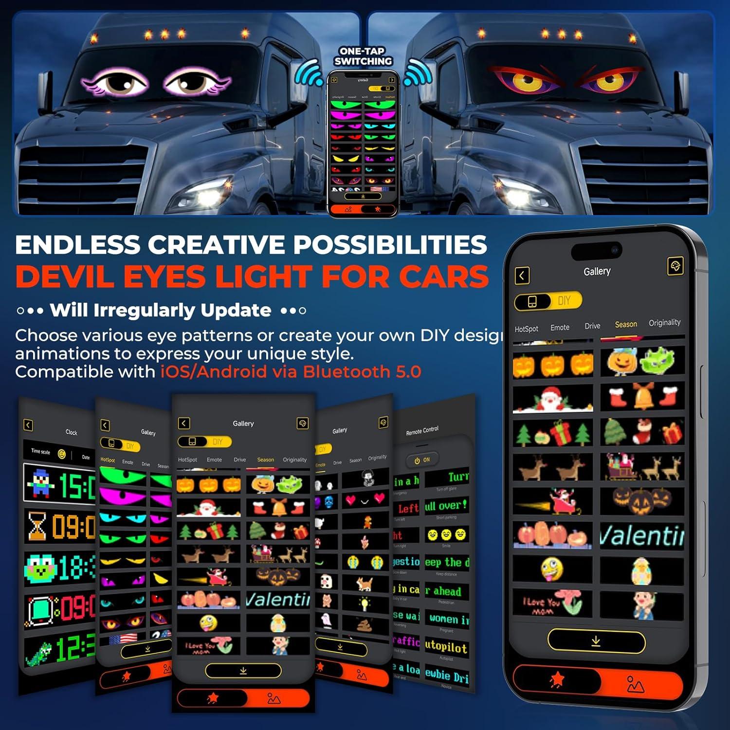 Ojos LED Diabólicos KAKSEY para Parabrisas 133x19.2 cm