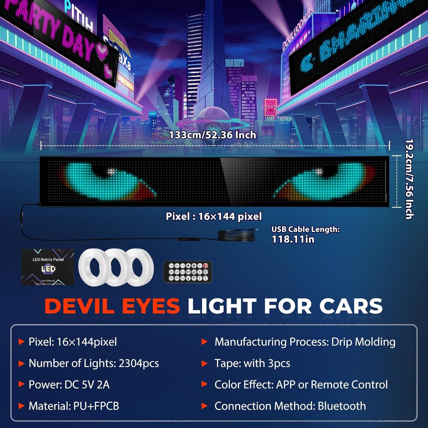 Ojos LED Diabólicos KAKSEY para Parabrisas 133x19.2 cm