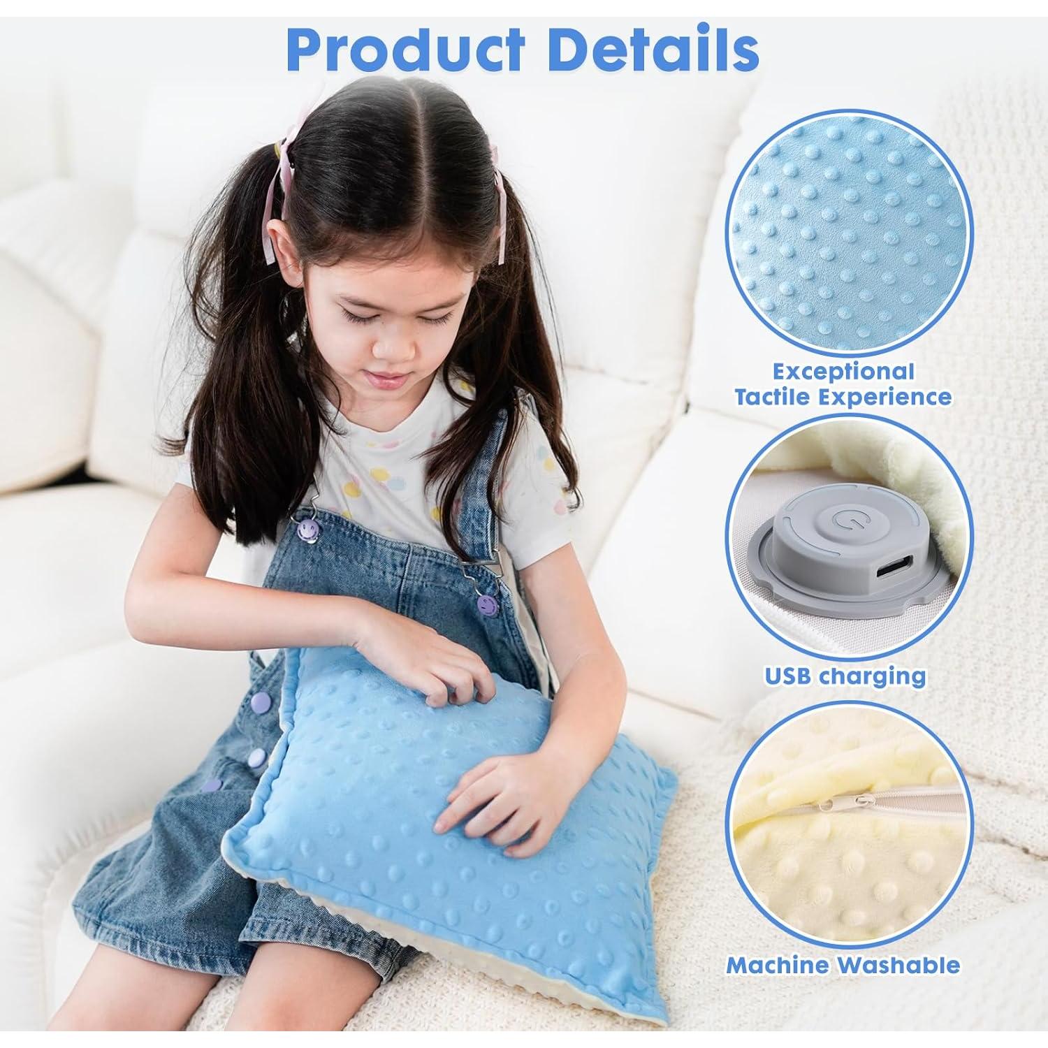 Almohada Vibrante Sensorial Bmag 33x33 cm Alivio Estrés Azul