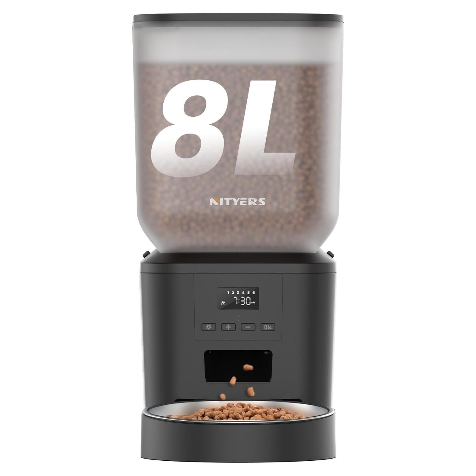 Dispensador Automático de Comida Nityers 8L para Perros y Gatos