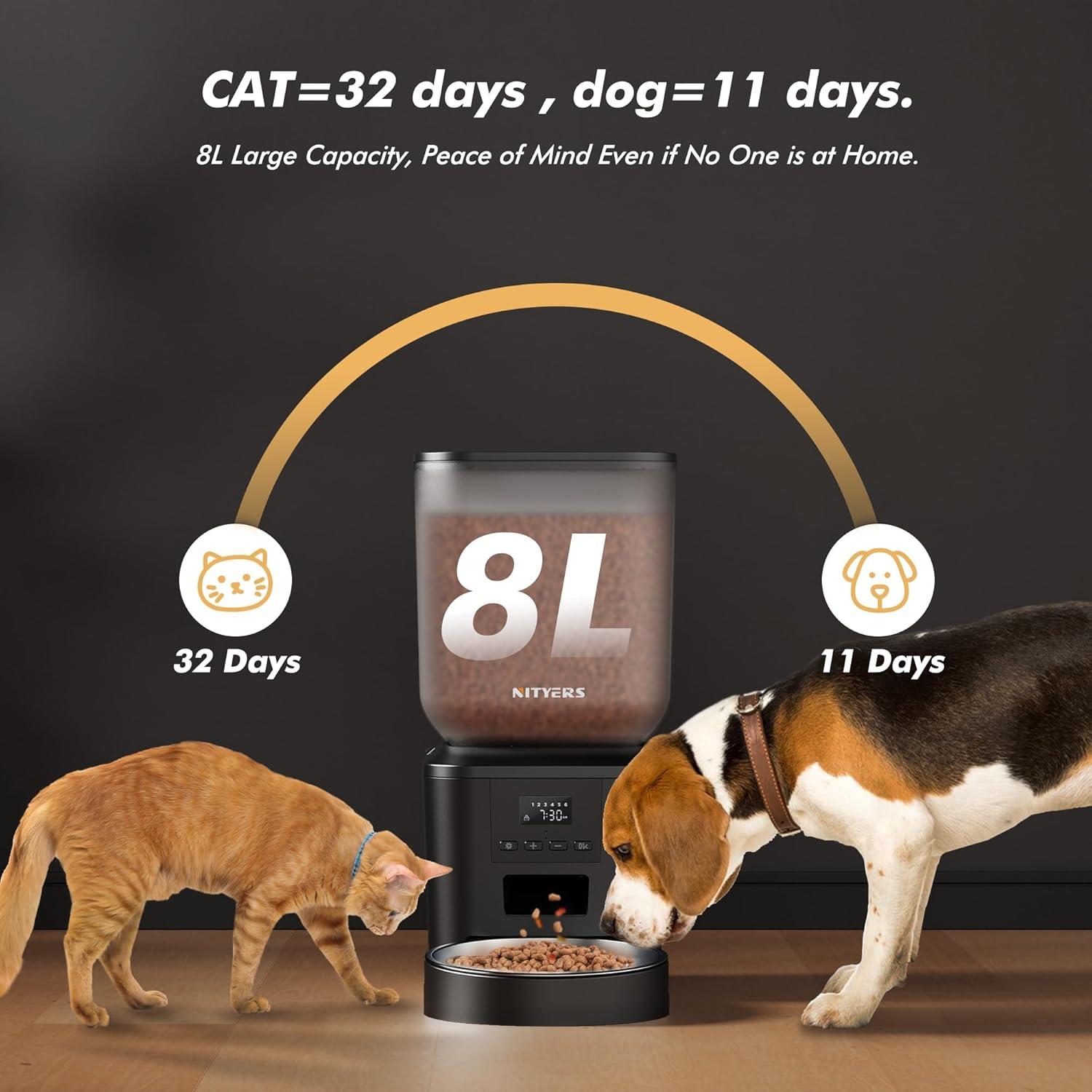 Dispensador Automático de Comida Nityers 8L para Perros y Gatos