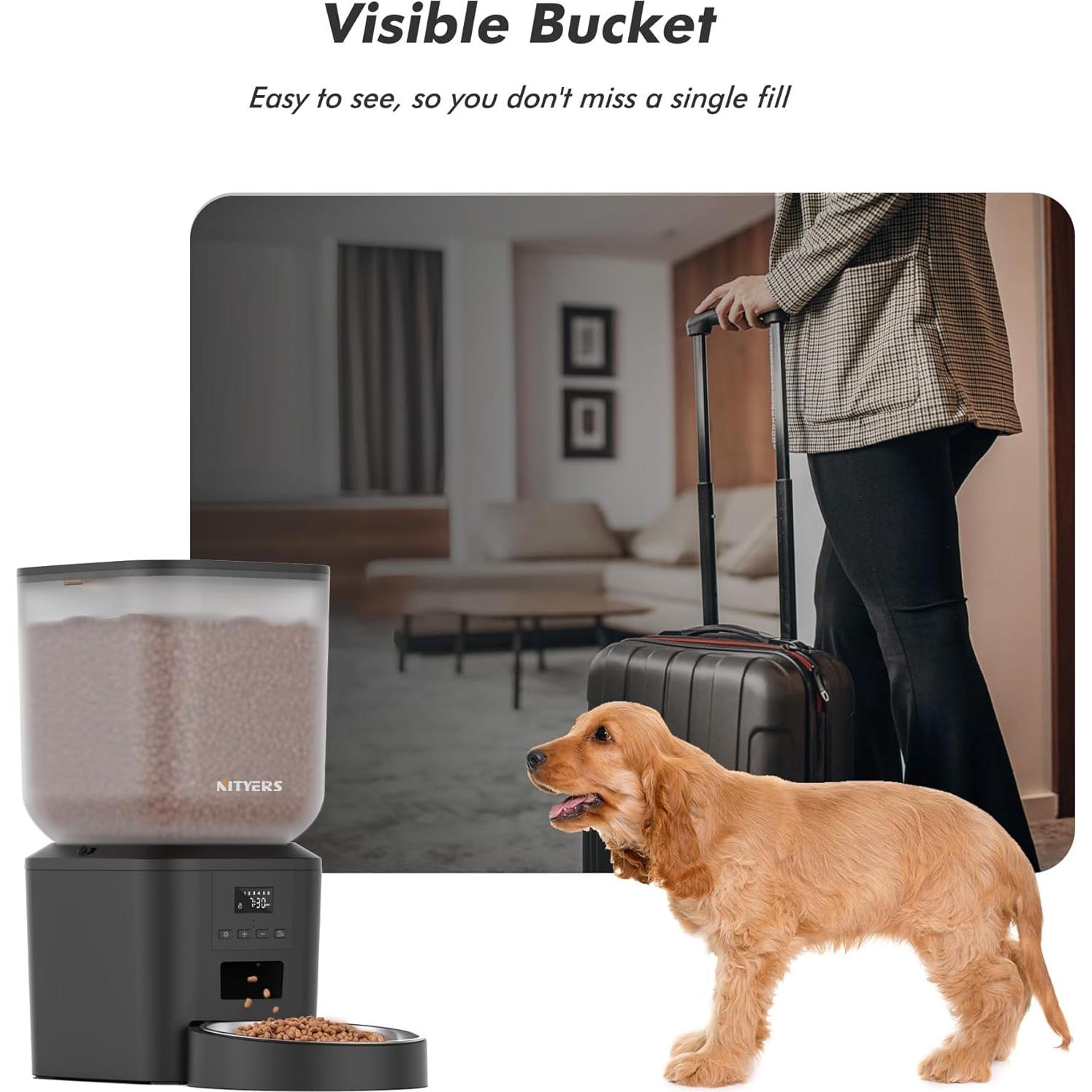 Dispensador Automático de Comida Nityers 8L para Perros y Gatos