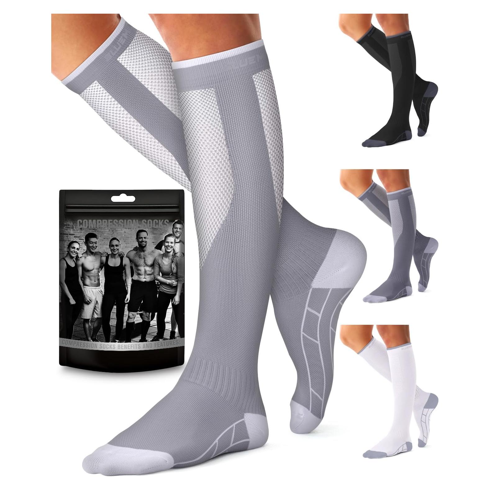 Calcetines de Compresión Unisex Bluemaple - 4 Pares Soporte Circulación