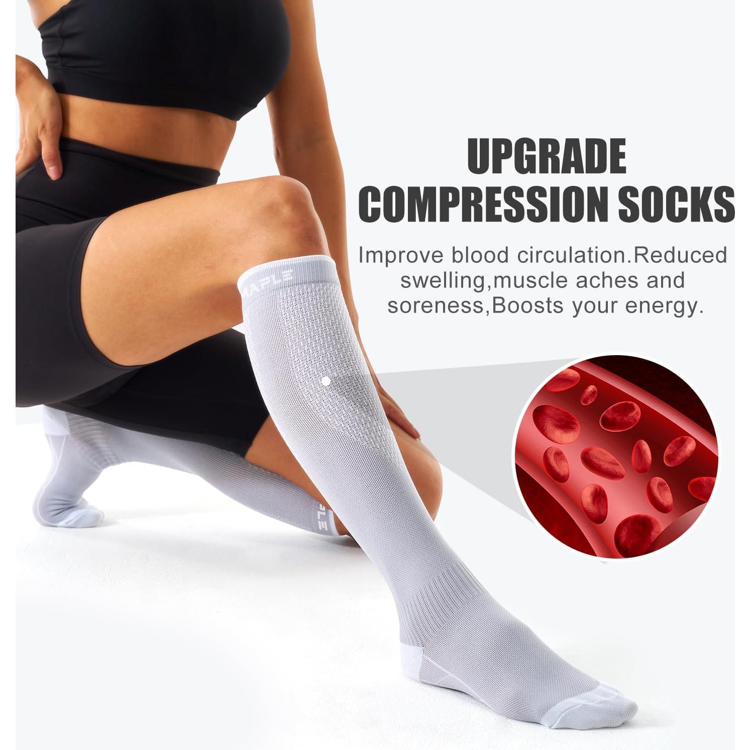 Calcetines de Compresión Unisex Bluemaple - 4 Pares Soporte Circulación