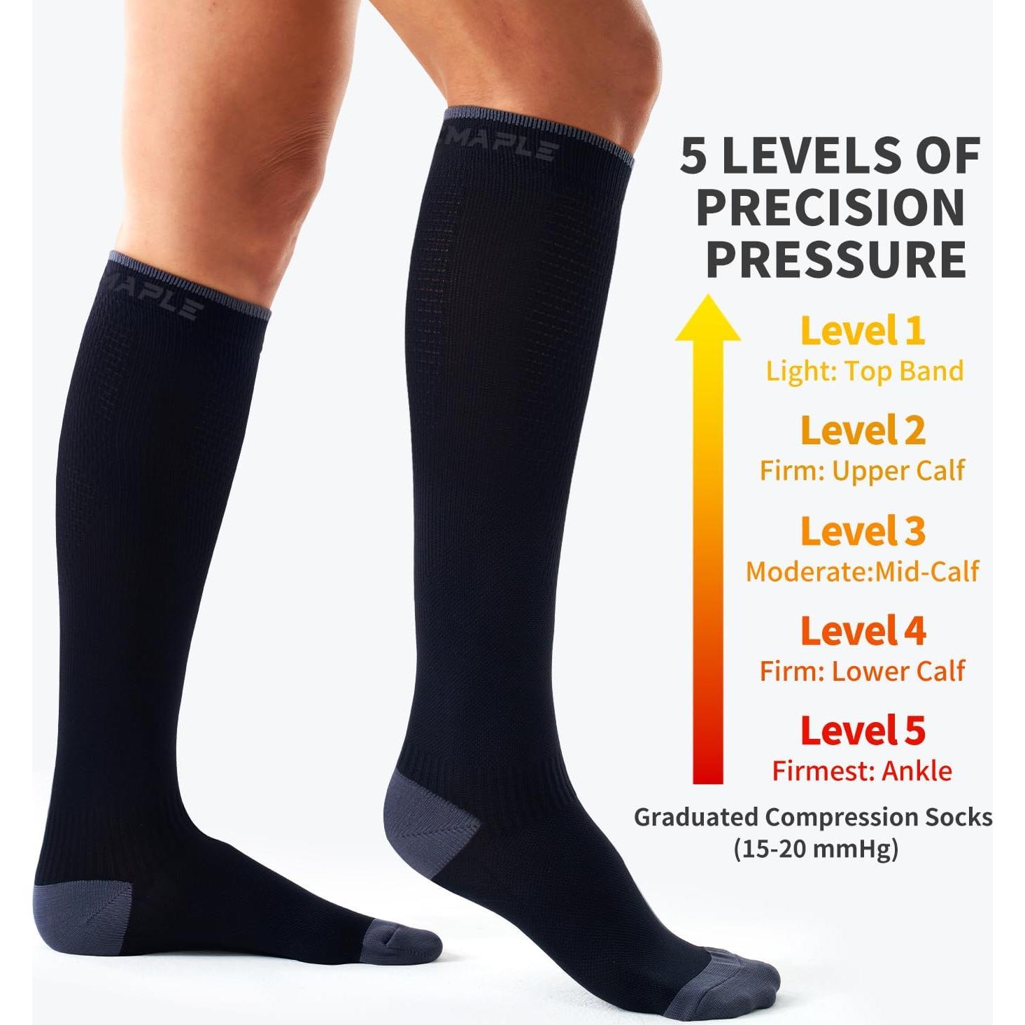 Calcetines de Compresión Unisex Bluemaple - 4 Pares Soporte Circulación