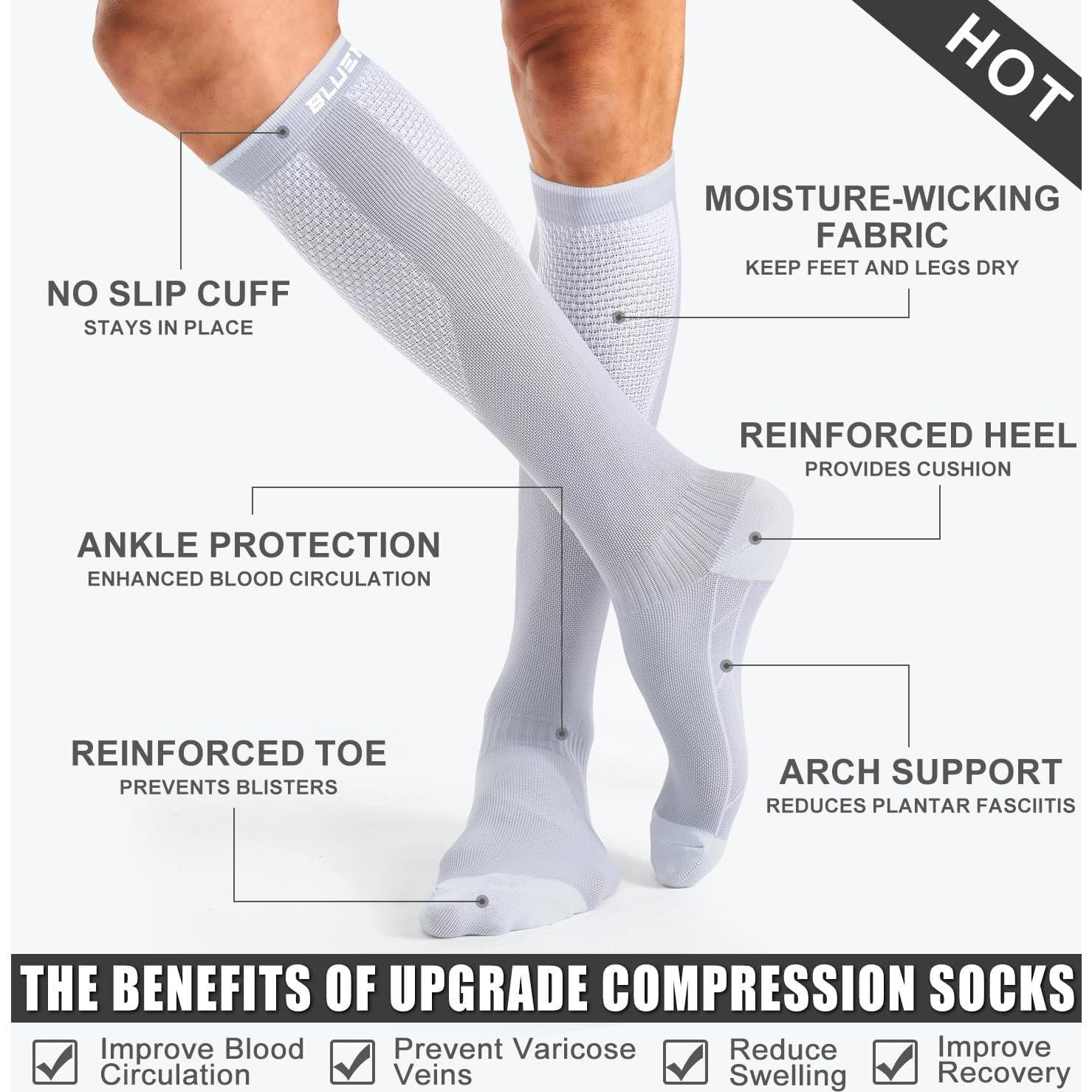 Calcetines de Compresión Unisex Bluemaple - 4 Pares Soporte Circulación