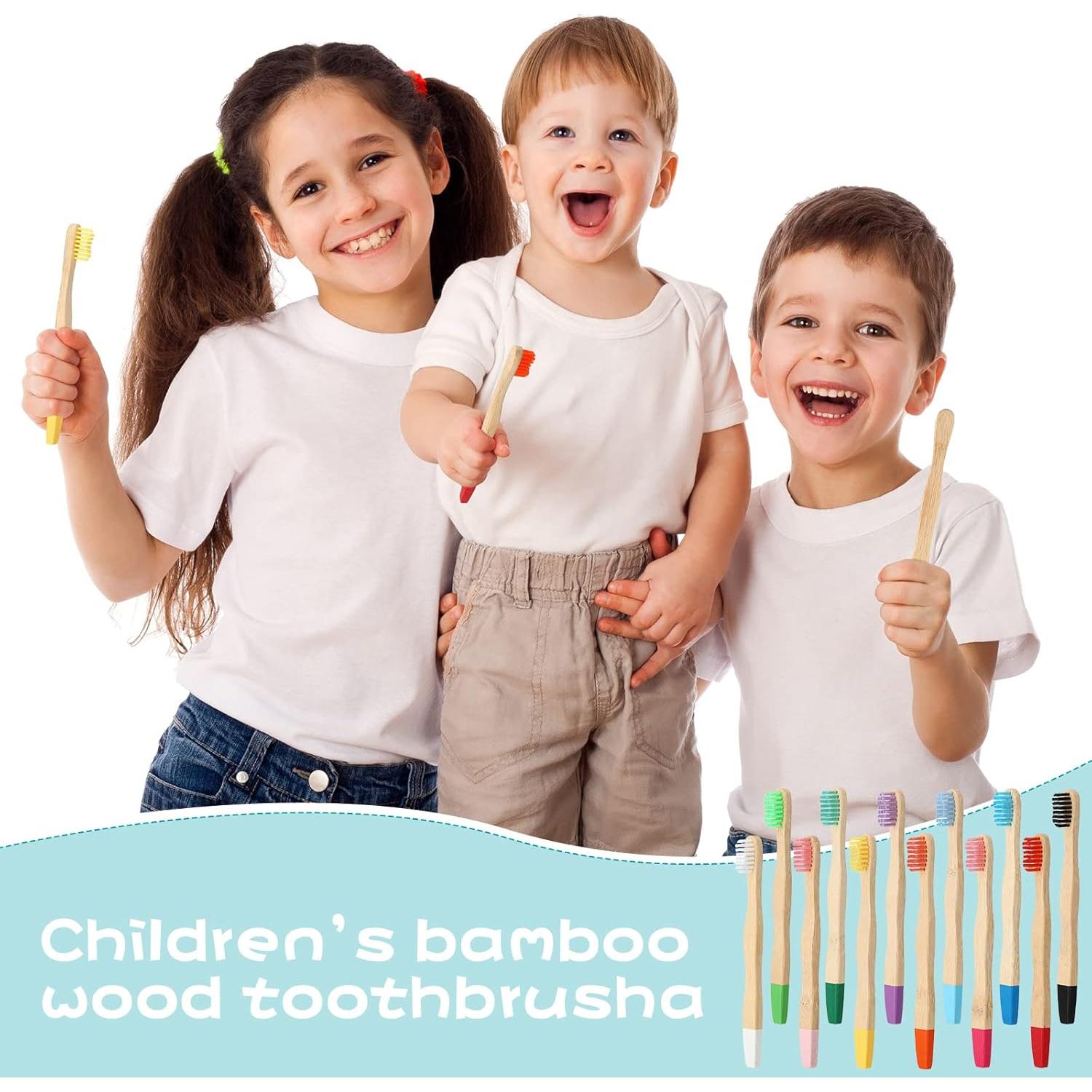 Estune 24 Cepillos de Dientes de Bambú Suaves para Niños