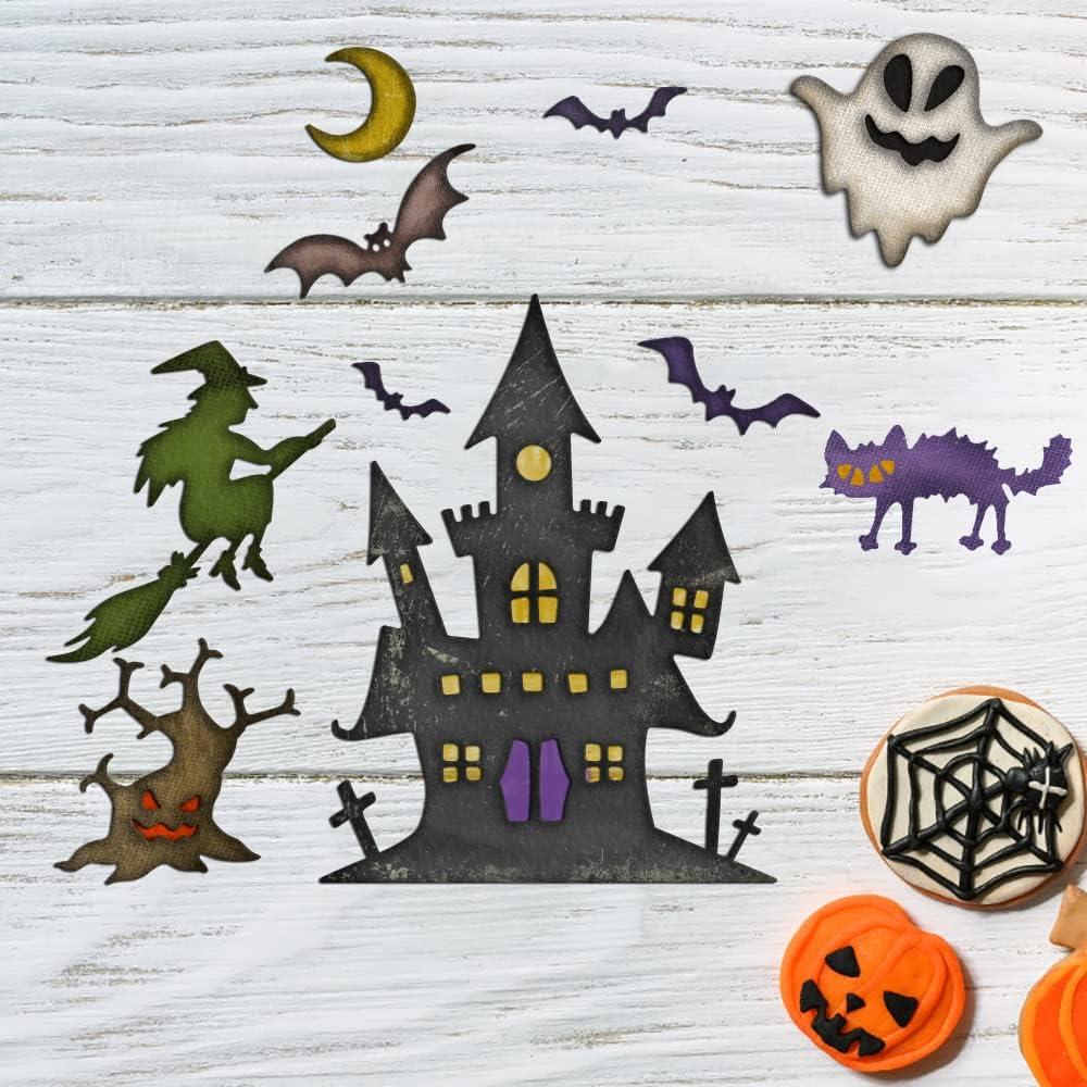 Troqueles de Corte ALIBBON Halloween 2 Pcs Castillo y Murciélago